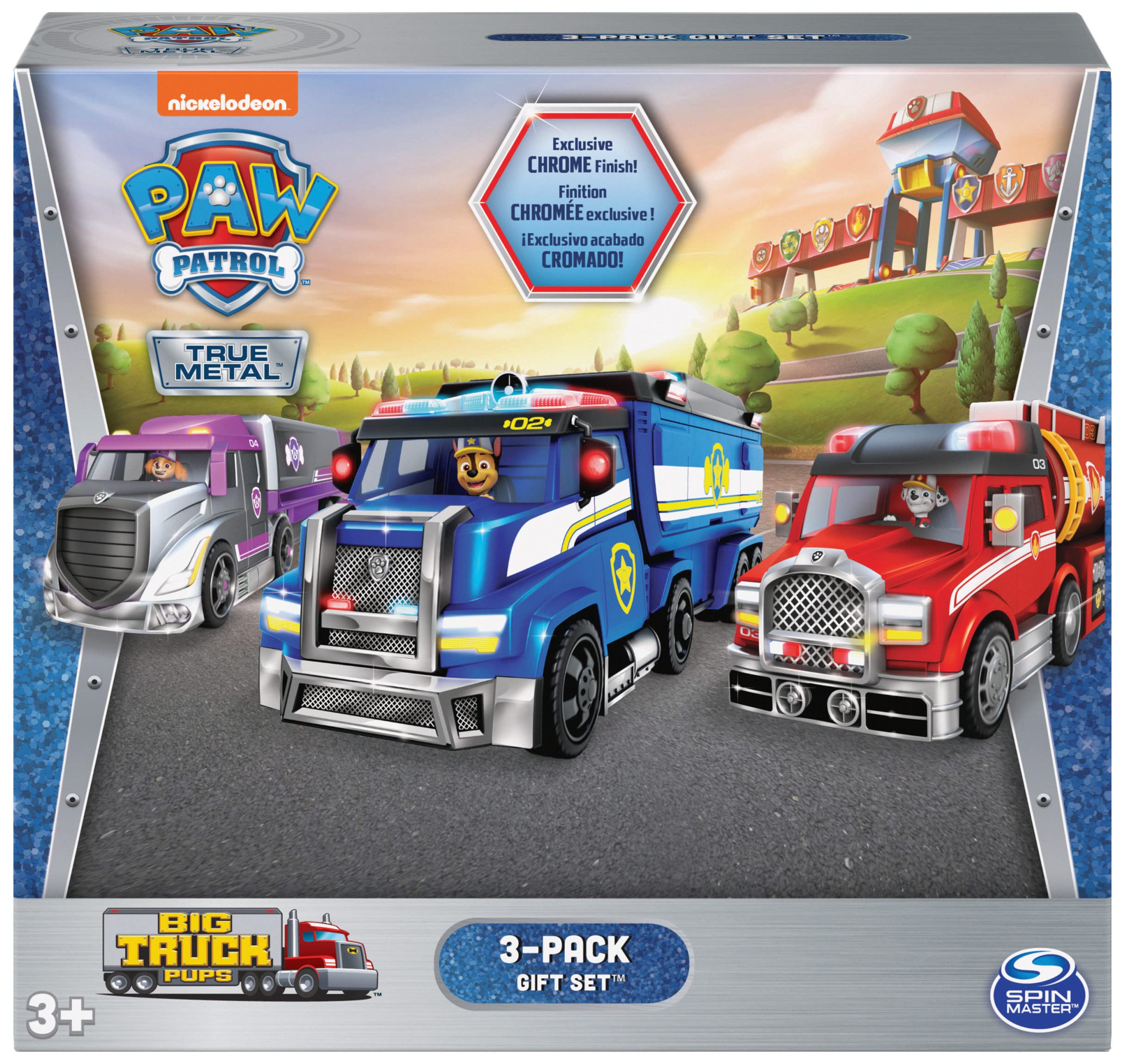 Paw Patrol Big Truck Pups True Metal Vehicles Set with Chase, Marshall, and Skye 9