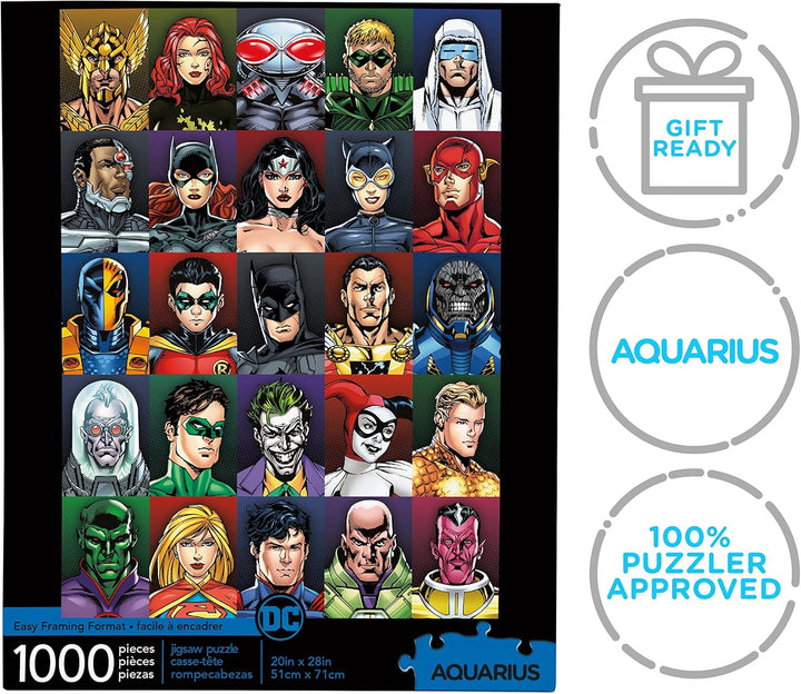 AQUARIUS DC Comics Faces - Justice League & Villains 1000-Piece Jigsaw Puzzle (65359)