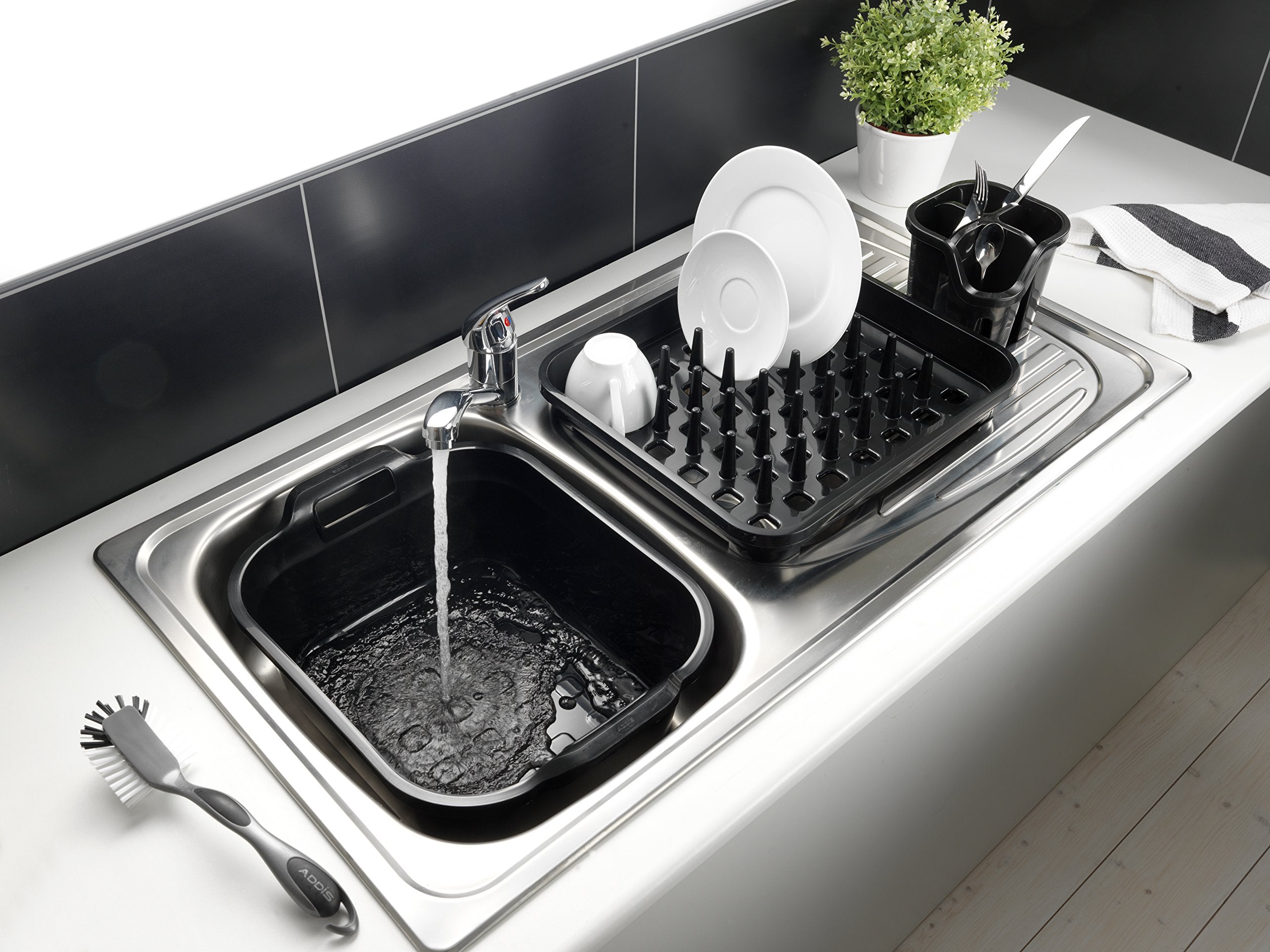 Addis Eco 10L Washing Up Bowl with Twin Handles - Made from 100% Recycled Plastic, Metallic Grey 5