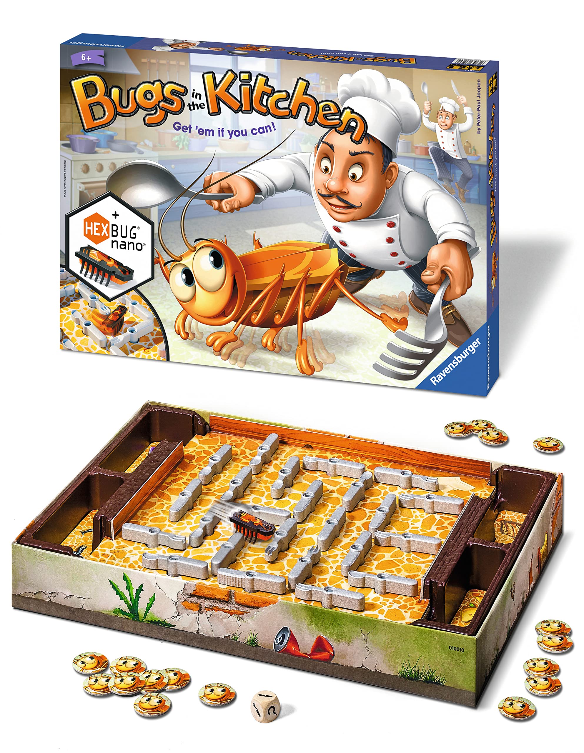 Ravensburger Bugs in the Kitchen Board Game for Kids Age 6 and Up - 2 to 4 Players with HEXBUG Nano 8