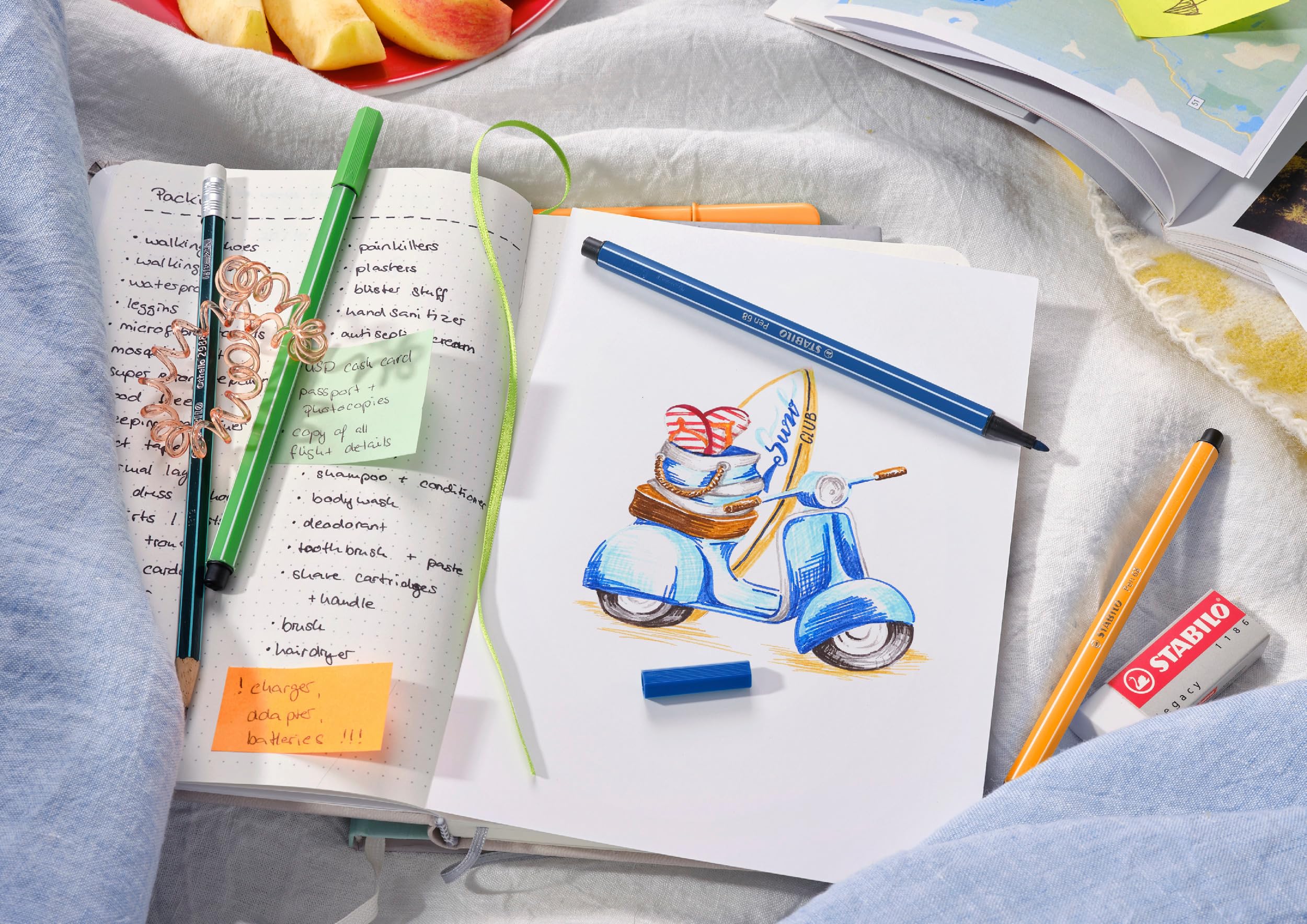 STABILO Pen 68 ARTY Fibre-Tip Pen Roll Set of 25 Assorted Colours 8