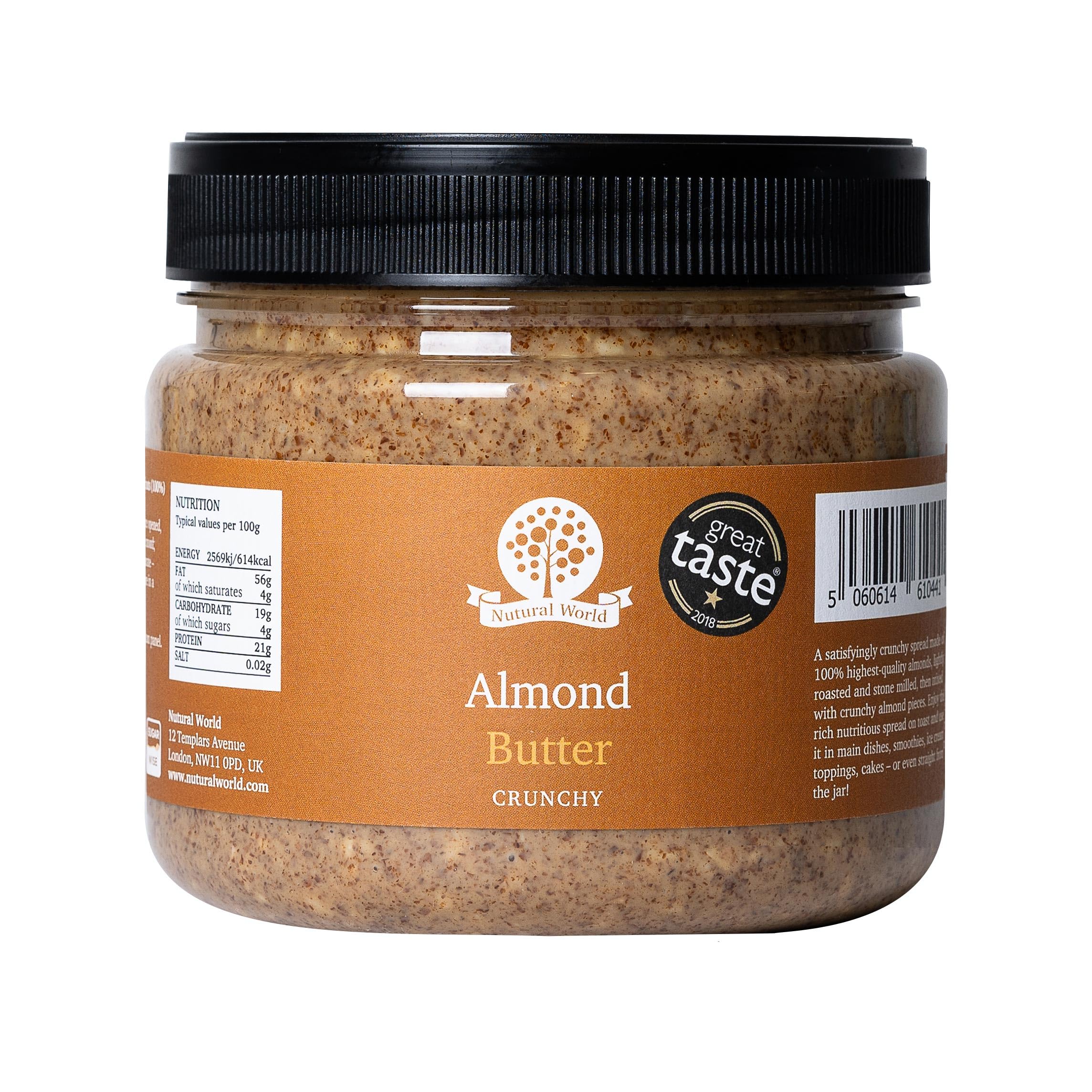 Nutural World Crunchy Almond Butter - 100% Almonds, Great Taste Award Winner | 1kg 1