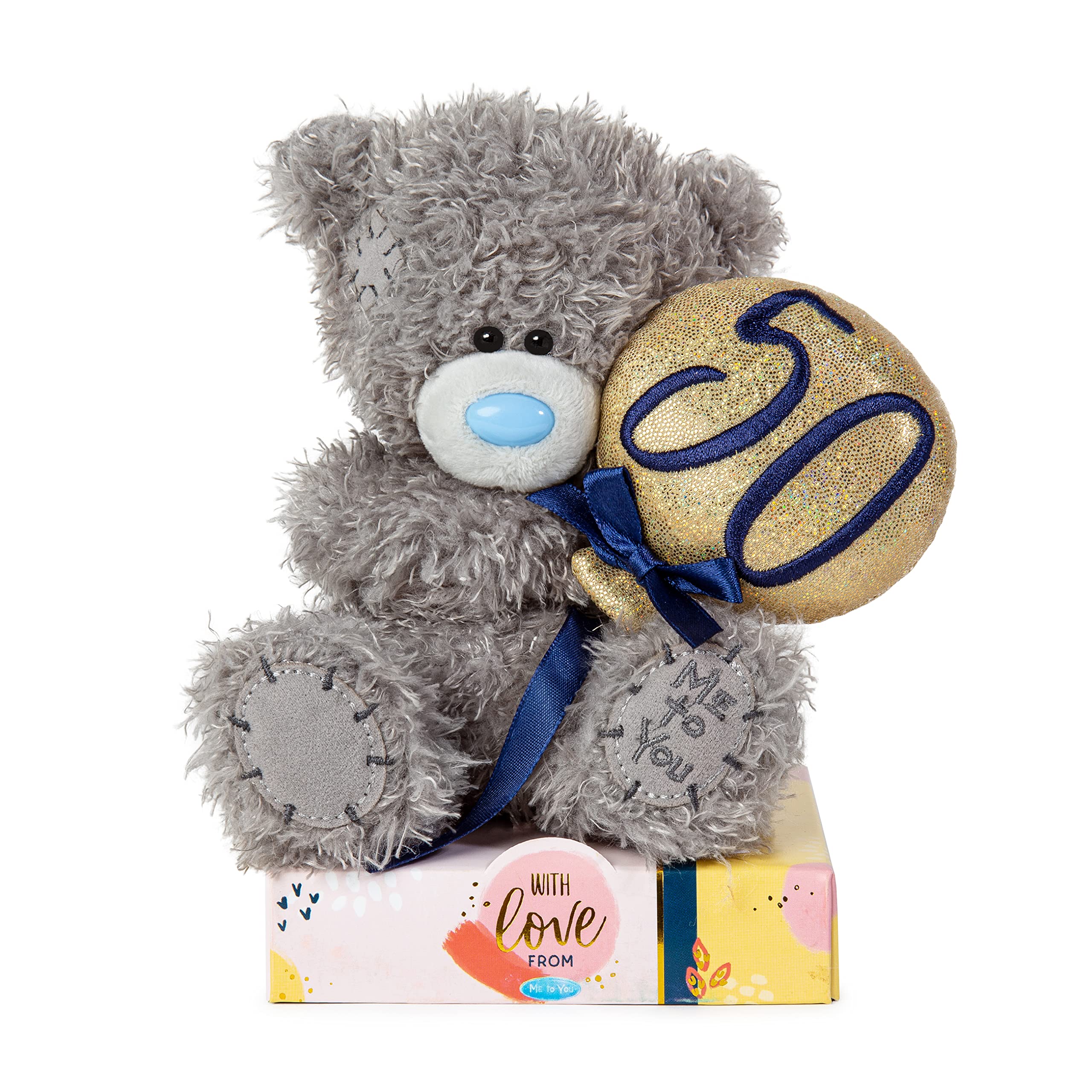Me To You Tatty Teddy 50th Birthday Bear with 50 Balloon | Grey | 15cm 2