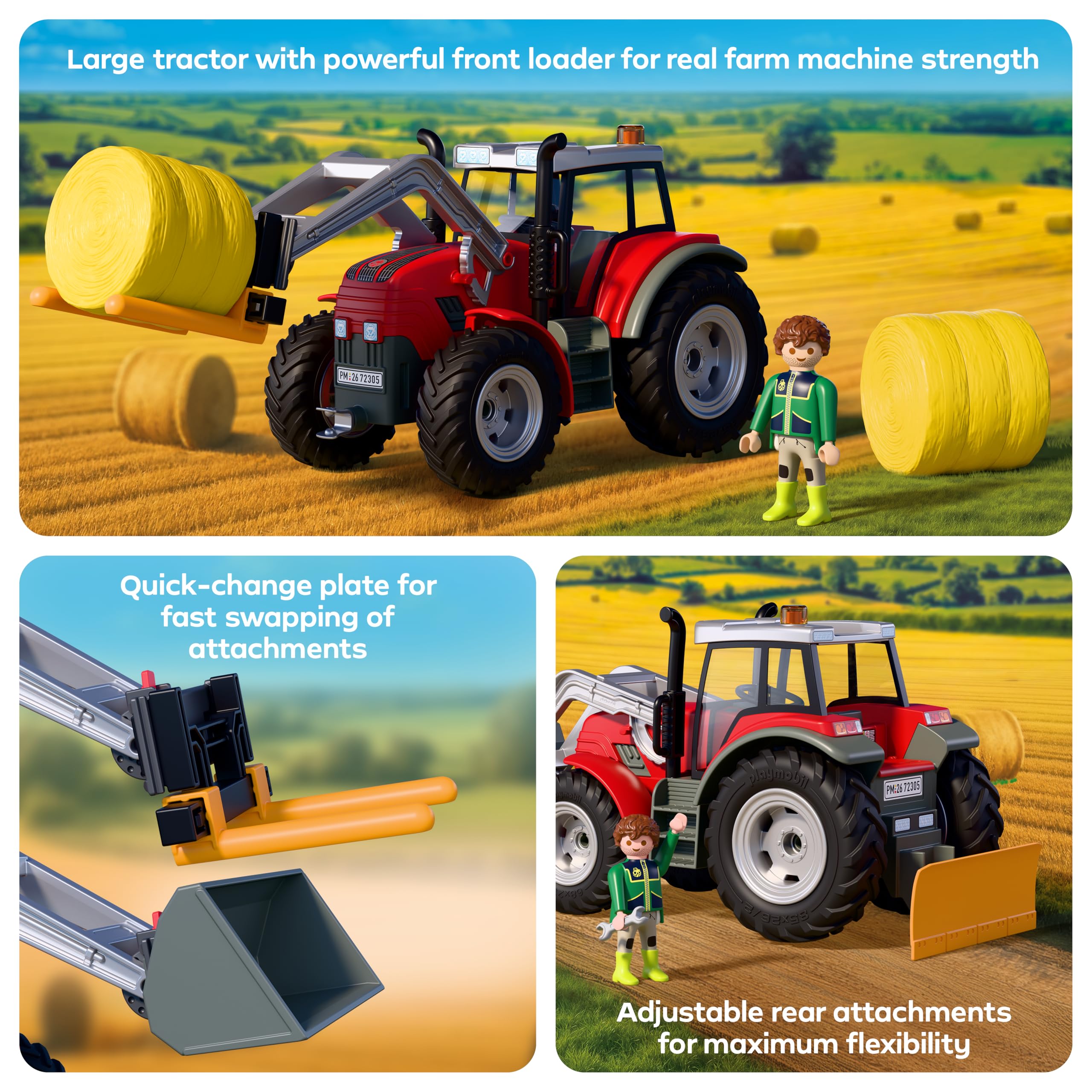 Playmobil Country Large Tractor with Hay Bales Playset - Ages 4+ 4