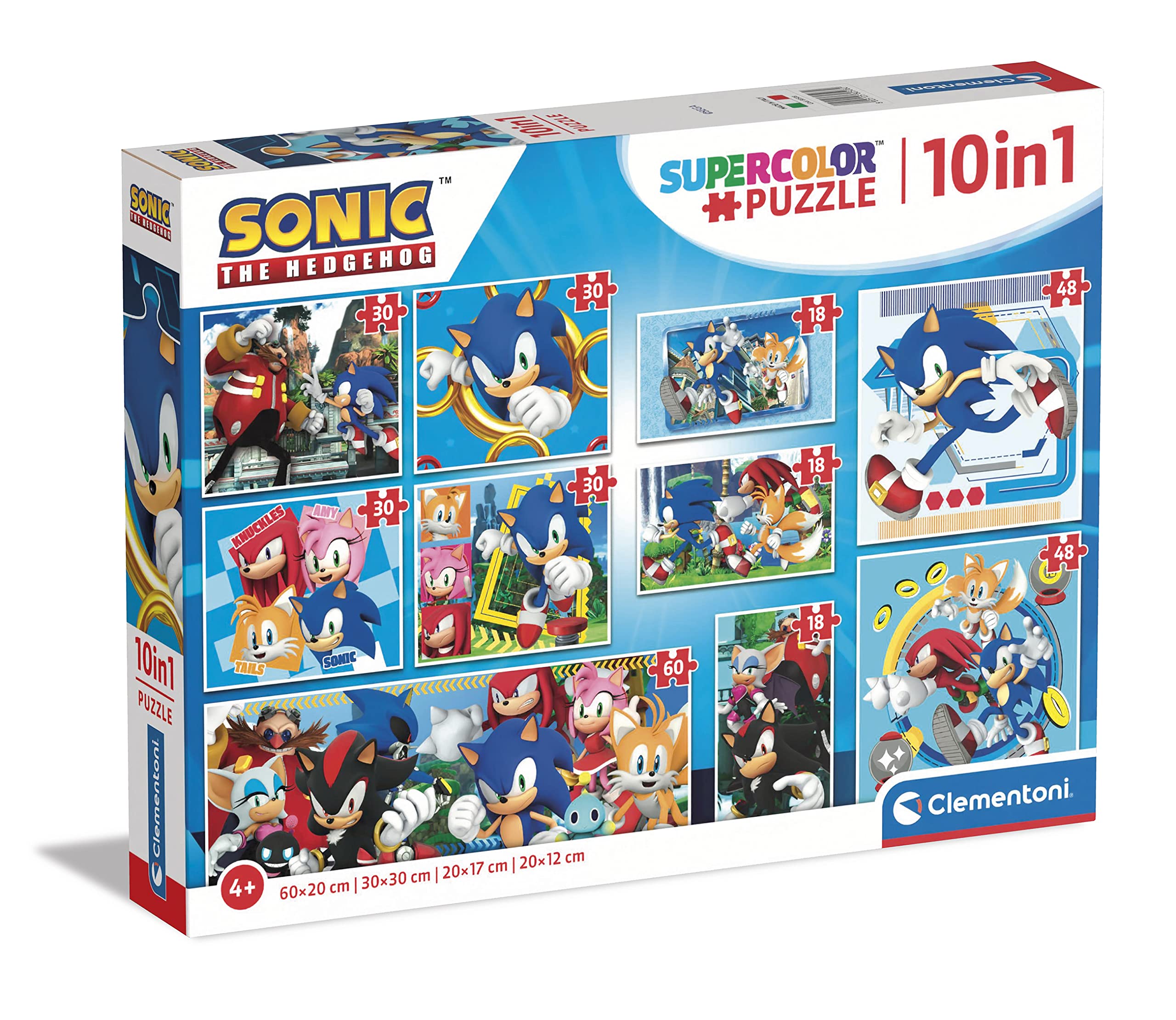 Clementoni Sonic Supercolor 10-in-1 Jigsaw Puzzle Set - 330 Pieces for Ages 4+