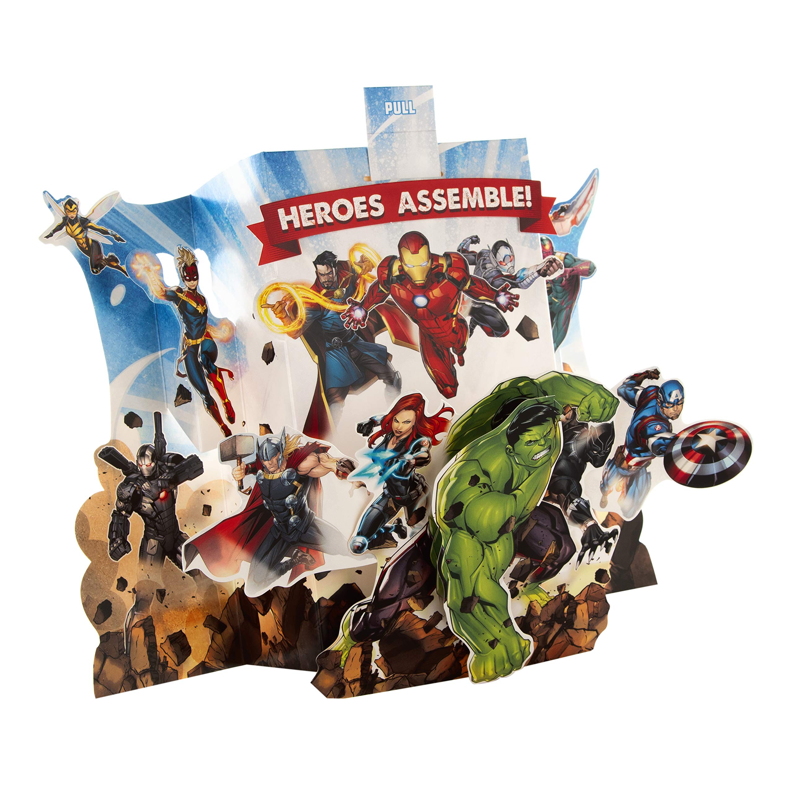 Hallmark Kids' Birthday Card - Pop-out, Moveable, Marvel Avengers Design | 3D Display 3