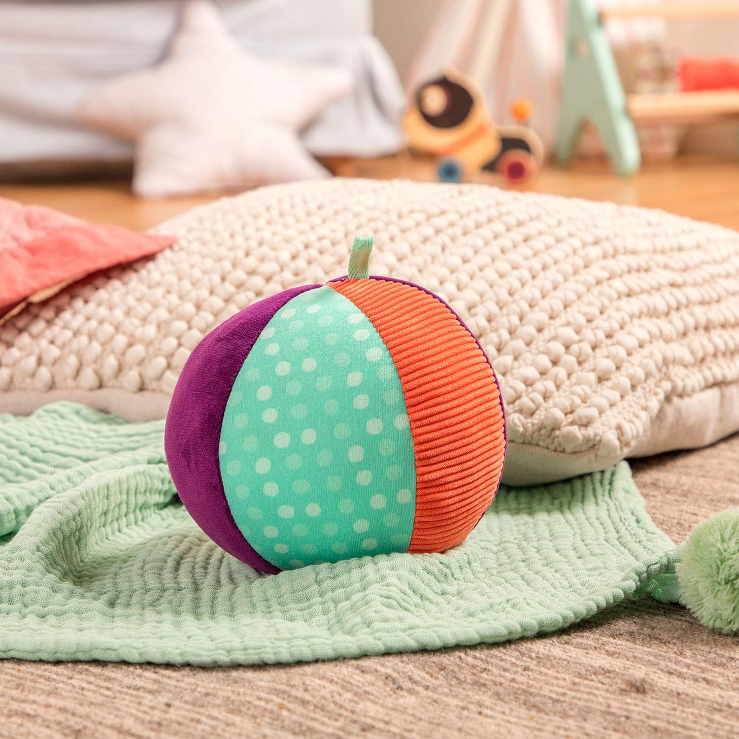B. toys Make it Chime Fabric Ball - Sensory Toy for Babies with Textures, Colors & Bell 8
