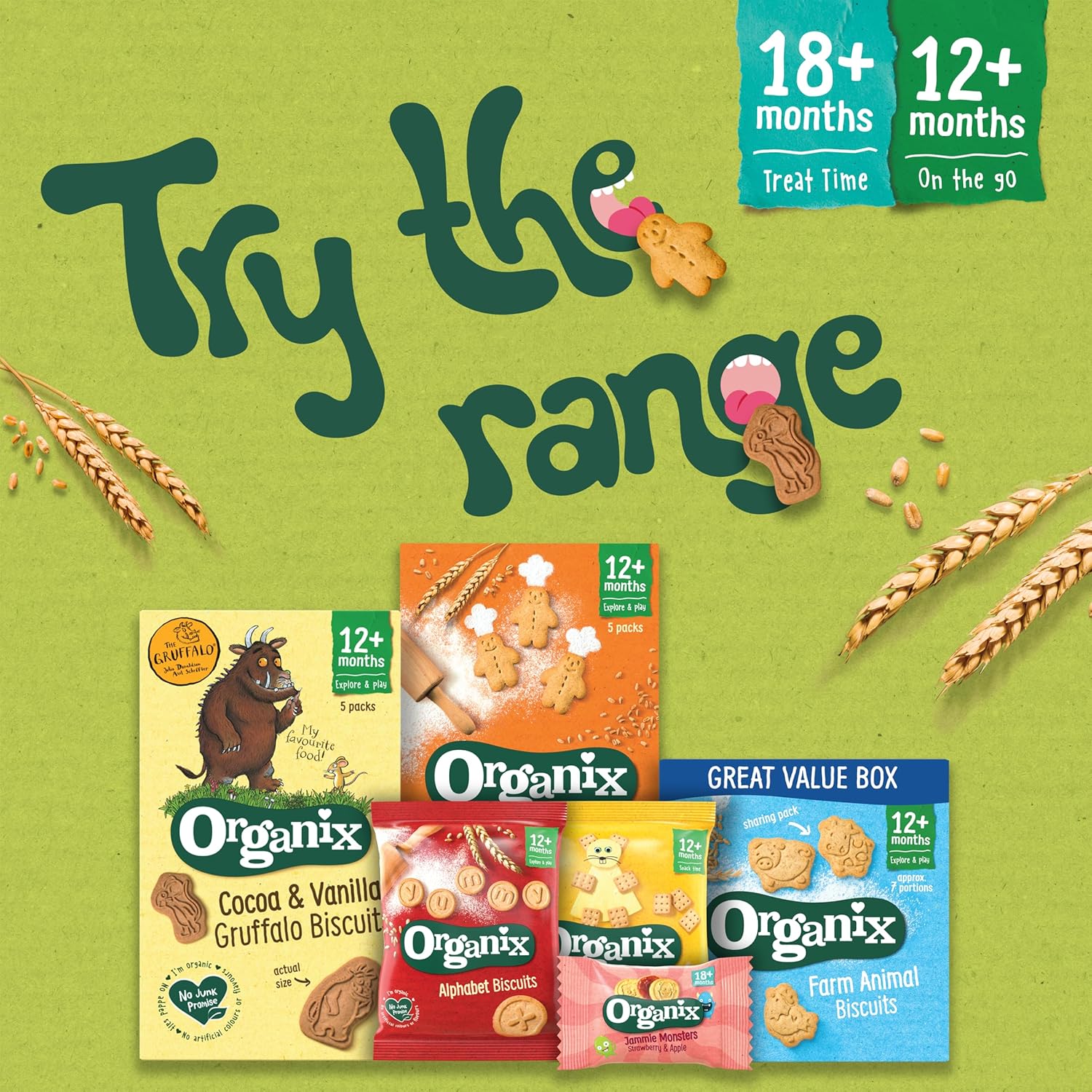 Organix - Gruffalo Biscuits Organic Cocoa & Vanilla Toddler Snacks Multipack 6