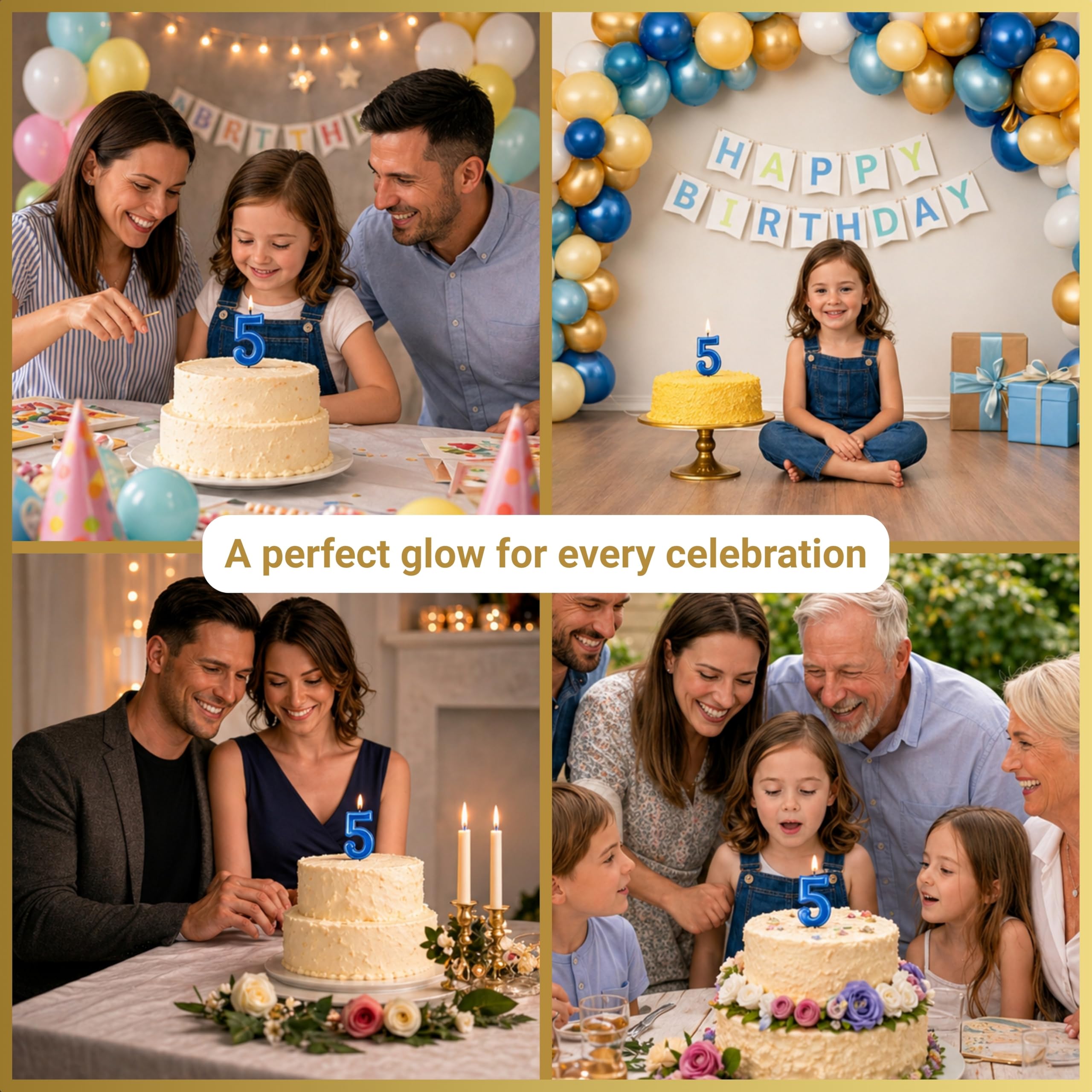SHATCHI Number 5 Birthday Candle - Blue Wax Cake Topper for Milestone Celebrations | Smokeless, Non-Toxic 7