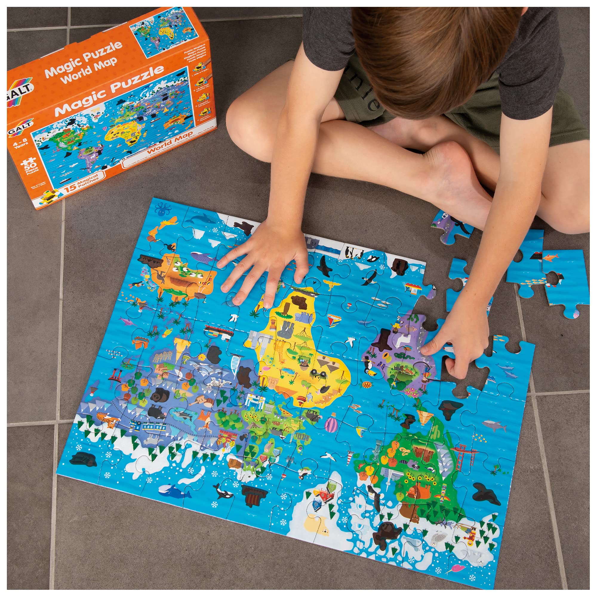 Galt Magic Puzzle - World Map, 50 Piece Jigsaw Puzzle for Kids Ages 4+ 3