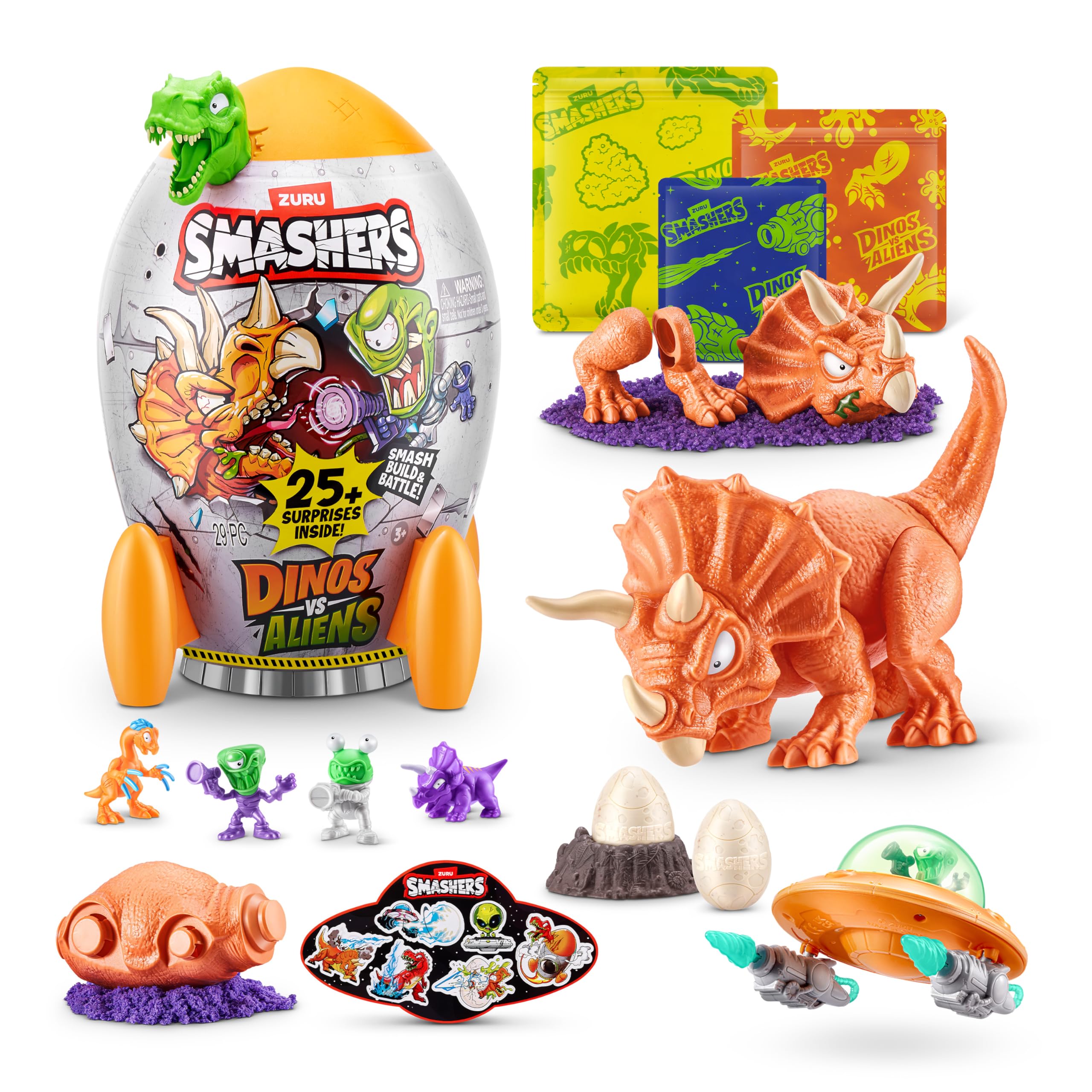 Smashers Dino vs Aliens Medium - Triceratops Smashable Egg Toy by ZURU