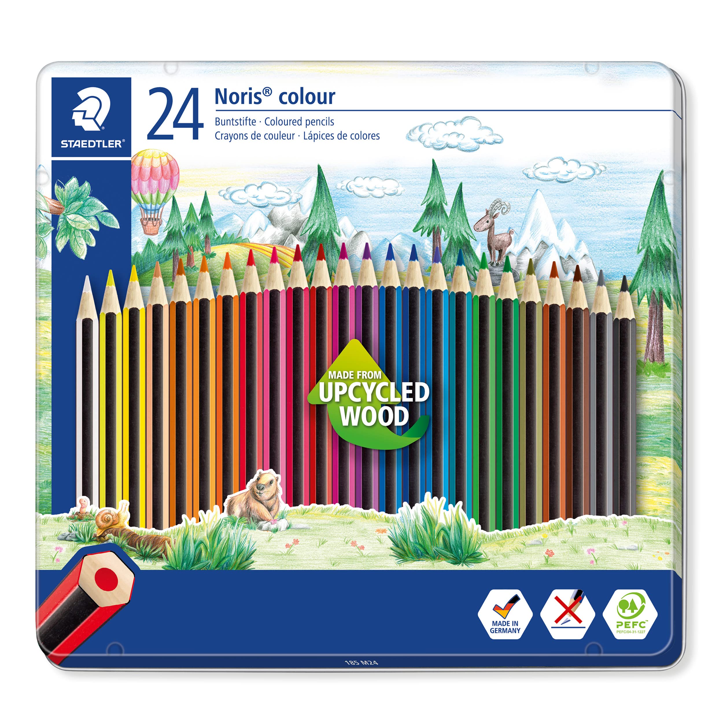 STAEDTLER 185 M24 Noris Colour Colouring Pencils - 24 Assorted Colours (Tin 1