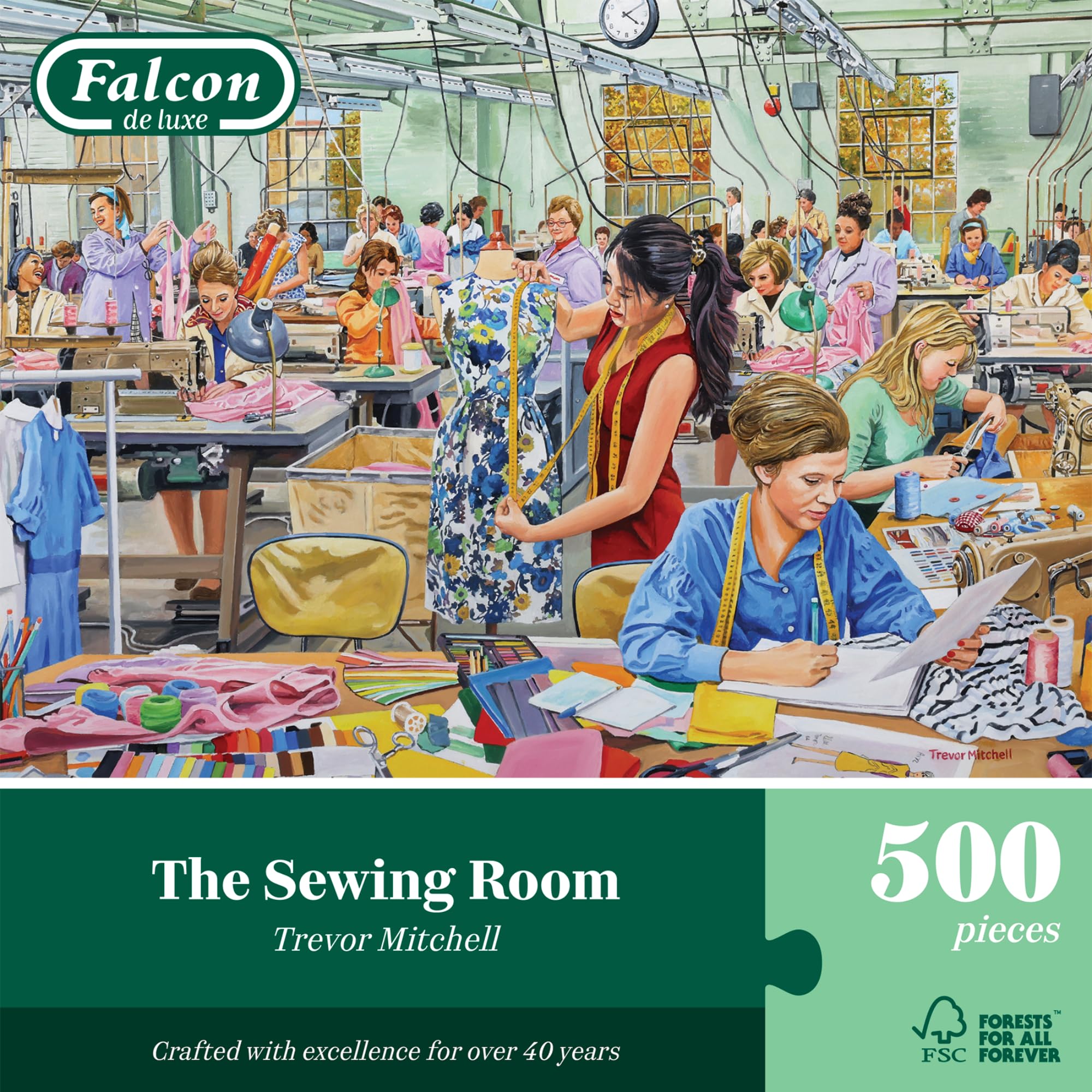 Falcon The Sewing Room Jigsaw Puzzle - 500 Piece Adult Puzzle Illustrated by Trevor Mitchell 1
