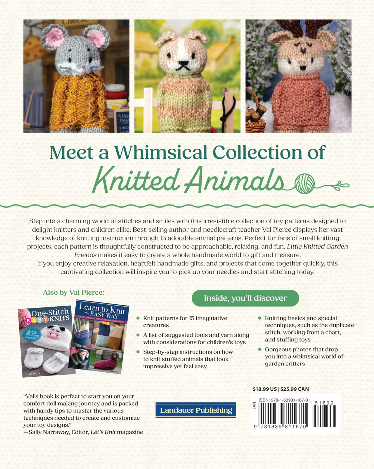 Landauer Publishing Little Knitted Garden Friends - 15 Flat-Knit Toy Patterns | Easy Scrap Yarn Projects | Paperback