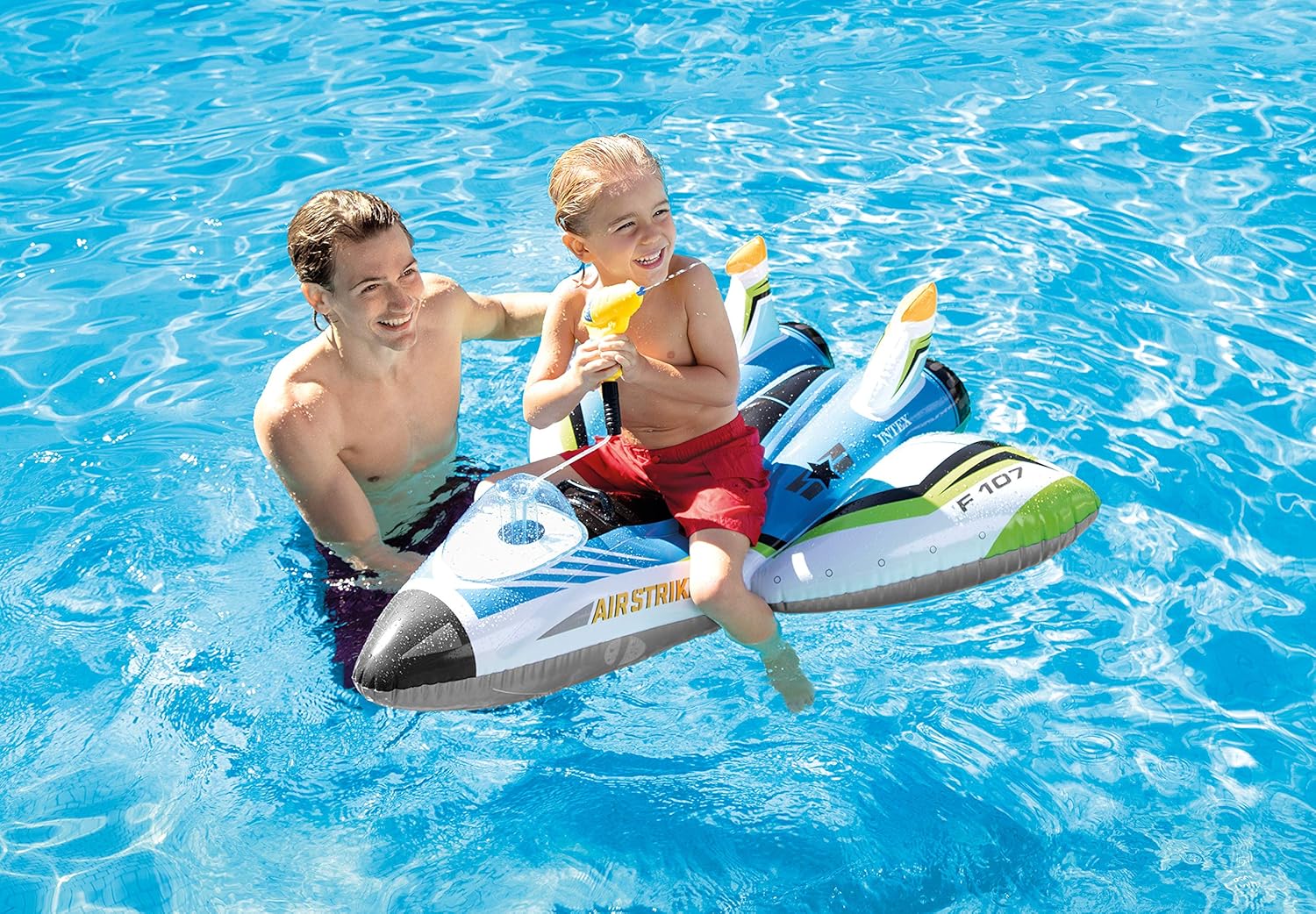 Intex 57536NP Water Gun Plane Ride-On - Inflatable Outdoor Water Toy for Kids 8