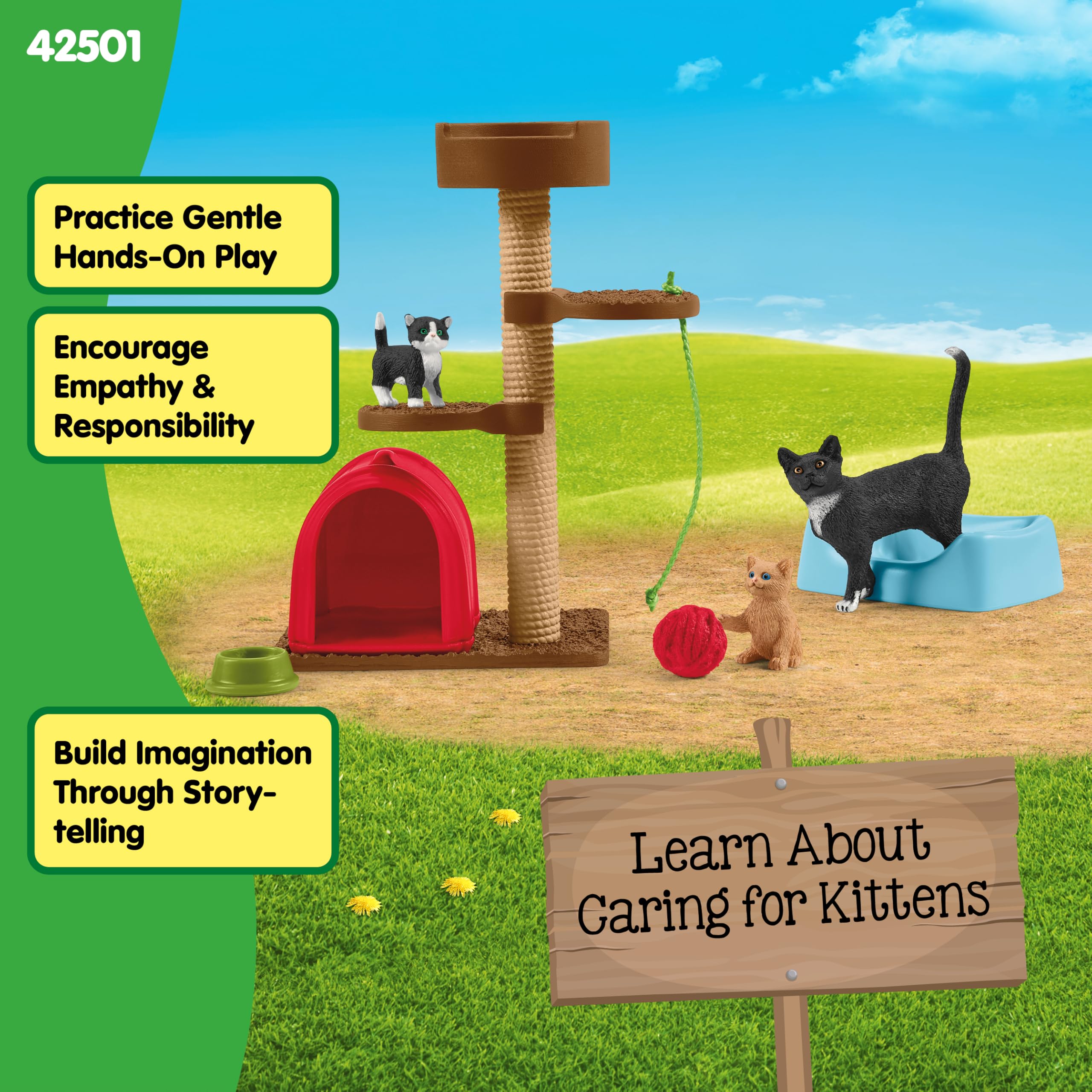 SCHLEICH Playtime for Cute Cats Farm World Playset - Imaginative Play for Kids 3+ 13