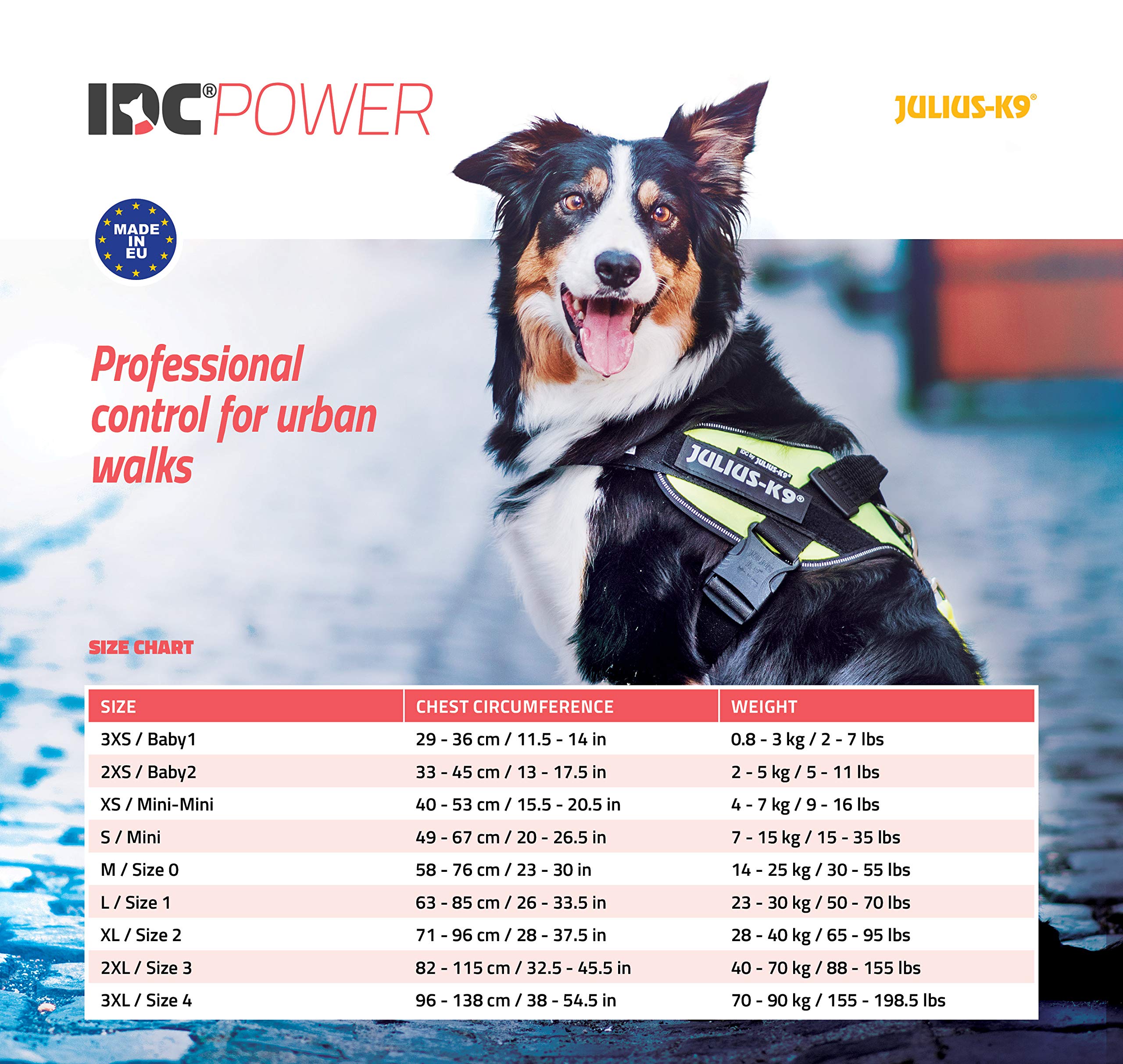 Julius-K9 IDC Powerharness - Black Faux Leather Vest Harness | Size S (49-67cm Chest)