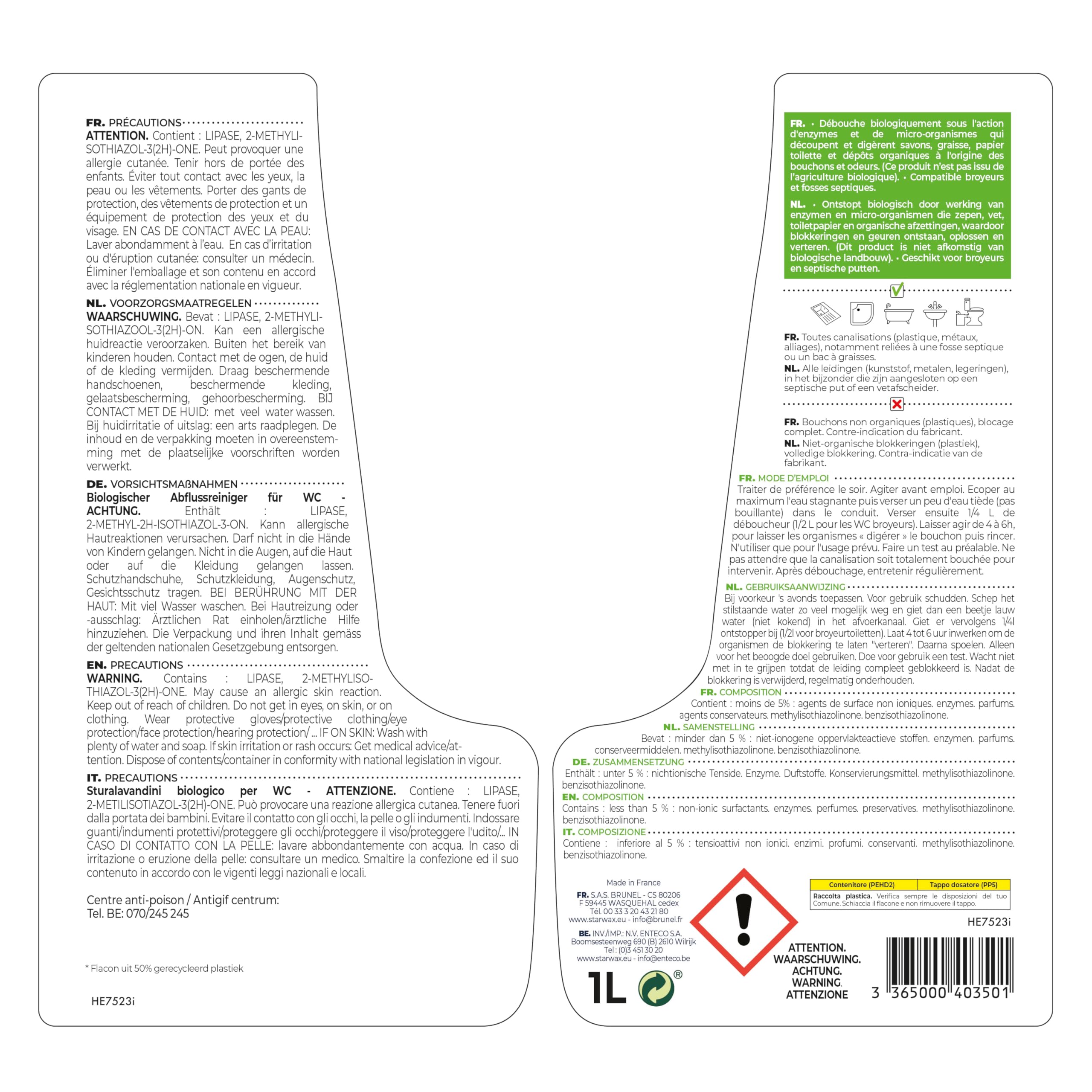 STARWAX Biological Drain Cleaner - Acid Free, Unclogs Drains & Eliminates Odours, 1L 7