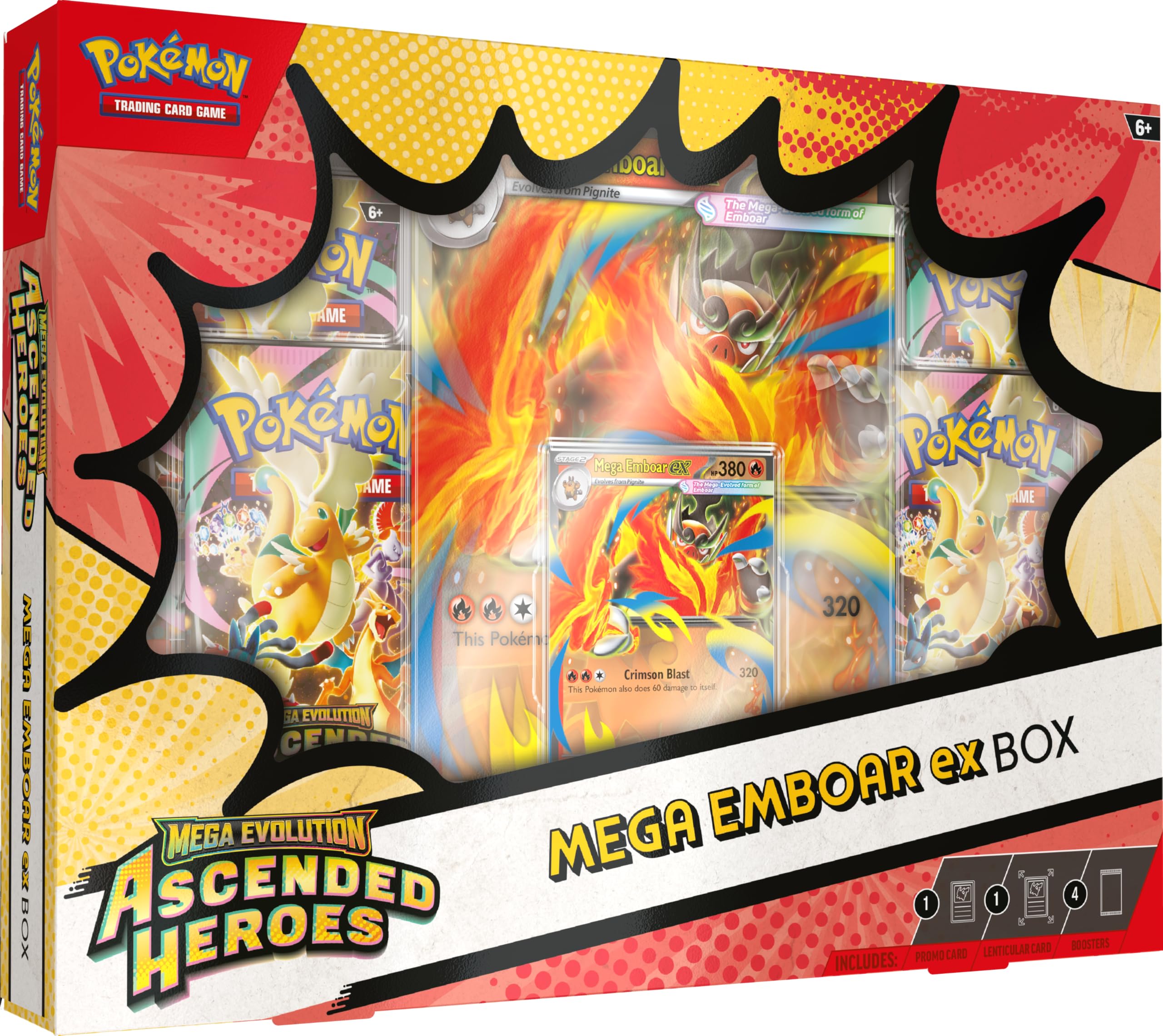 Pokémon TCG: Mega Evolution—Ascended Heroes Mega Emboar ex Box with 4 Booster Packs
