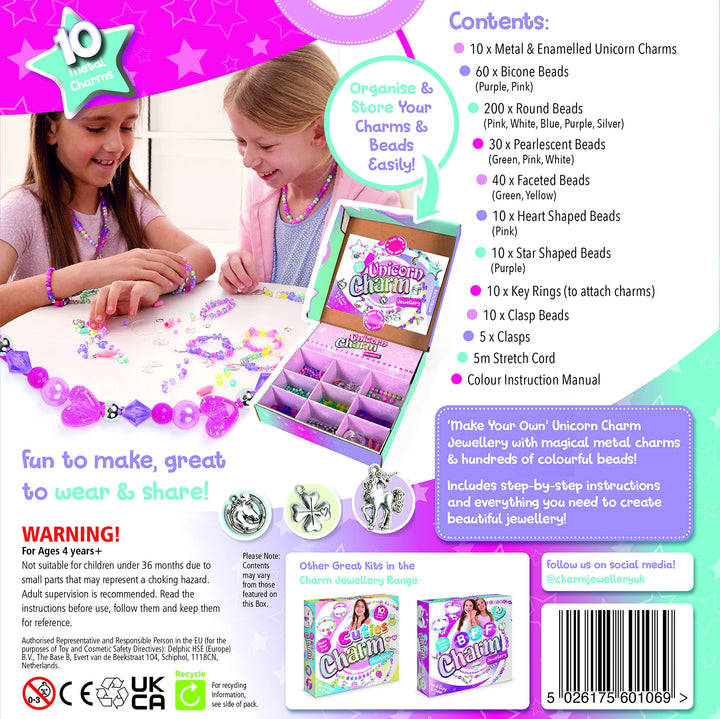 Craftbox CB806 Unicorn Charm Jewellery Craft Set, Mixed.