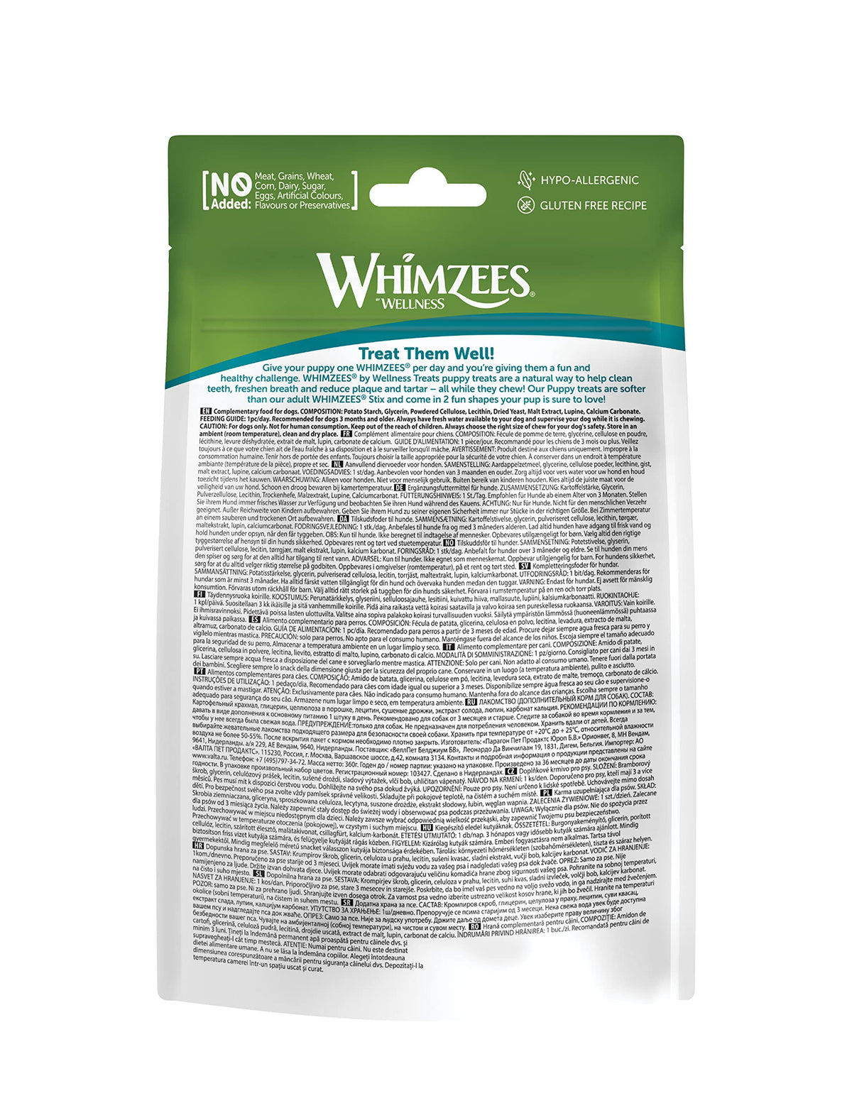 WHIMZEES Puppy Stix Natural Grain-Free Puppy Dental Sticks - Ages 3–9 Months, Small Breeds
