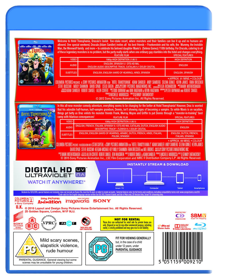 Hotel Transylvania 1-2 [Blu-ray] [Region Free]