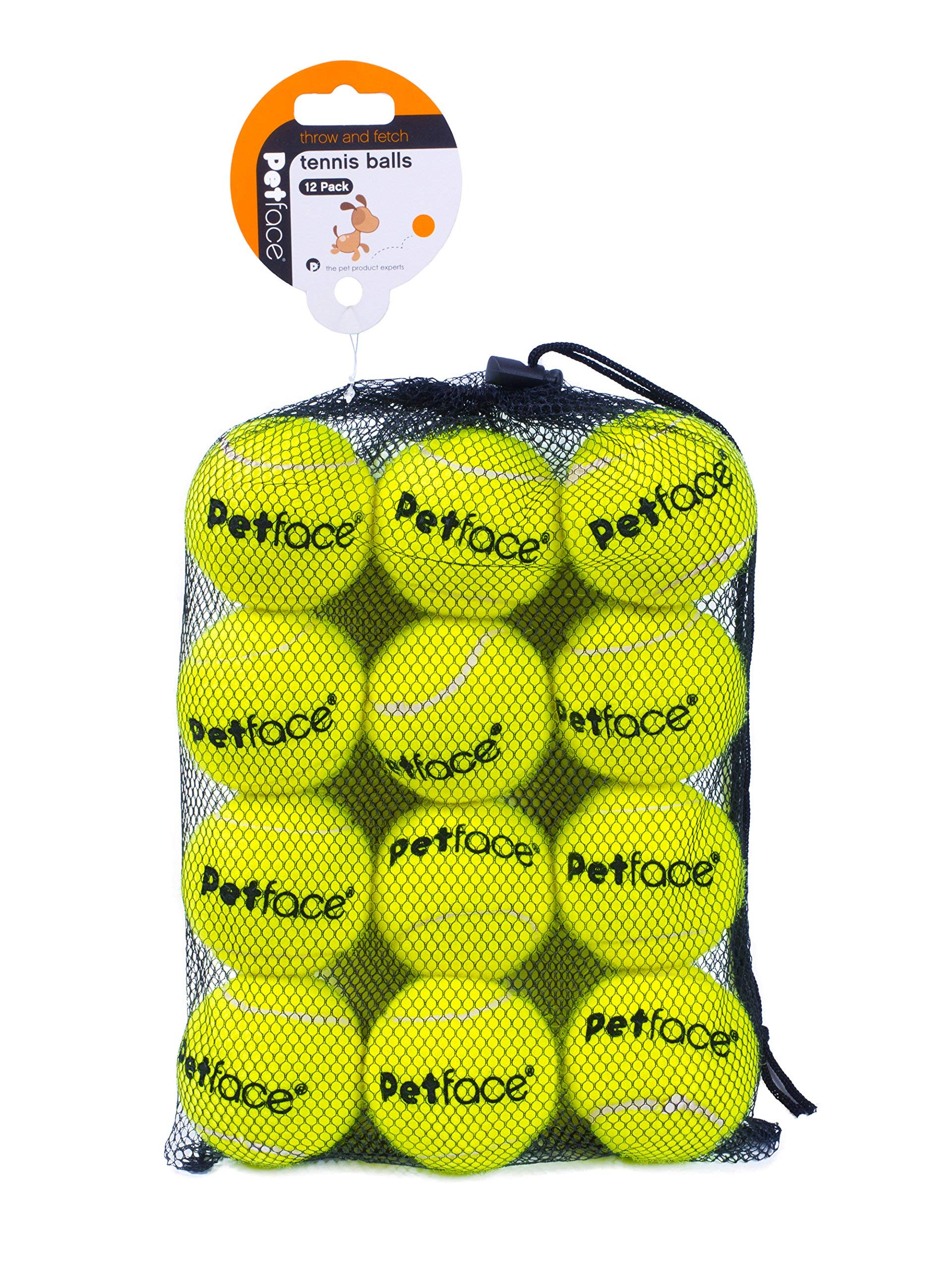 Petface Super Tennis Balls For Dogs - 12 Pack, Chew-Proof, Outdoor Exercise | Yellow 1