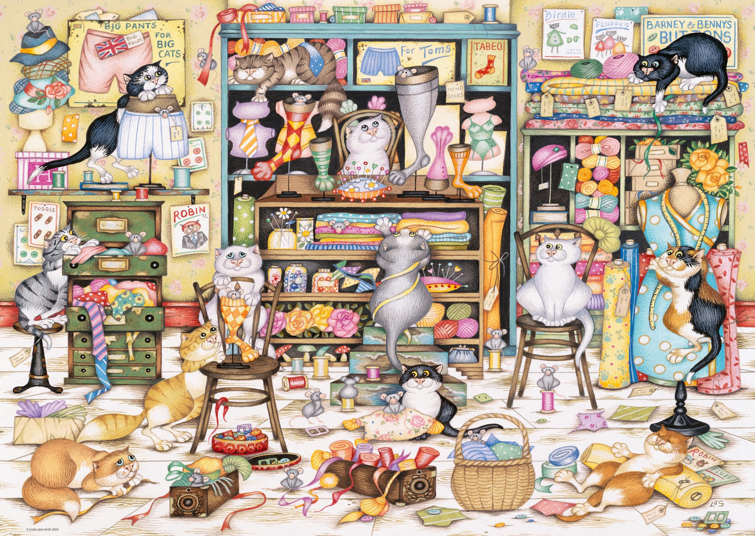 Ravensburger Crazy Cats Mrs Hardwick's Haberdashery Jigsaw Puzzle - 1000 Pieces | 70x50cm 1