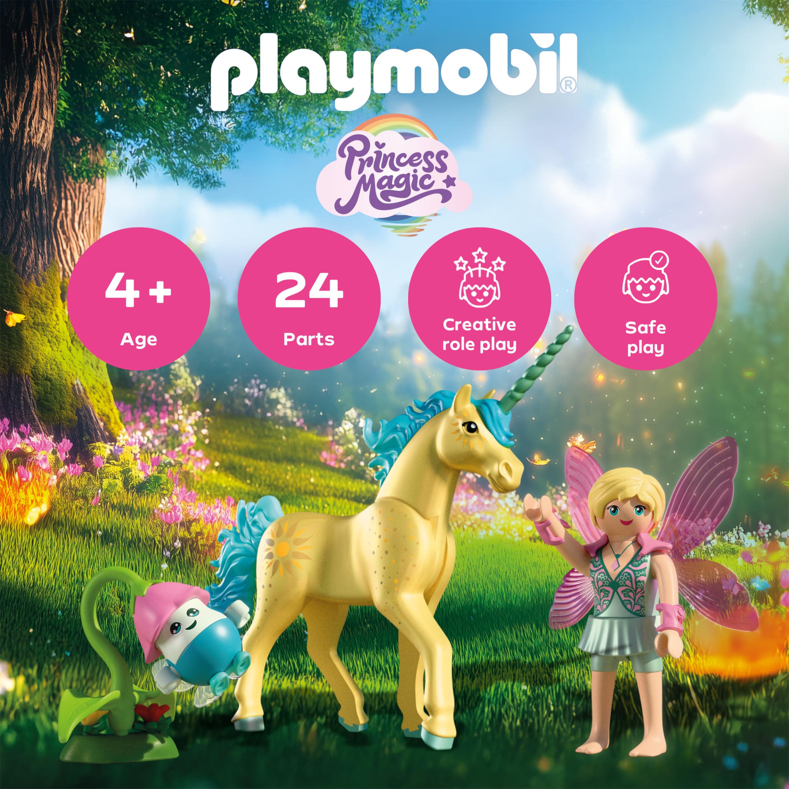Playmobil Magic Unicorns Collectible Unicorn Sunshine Blossom with Fairy - 4+ Years 6