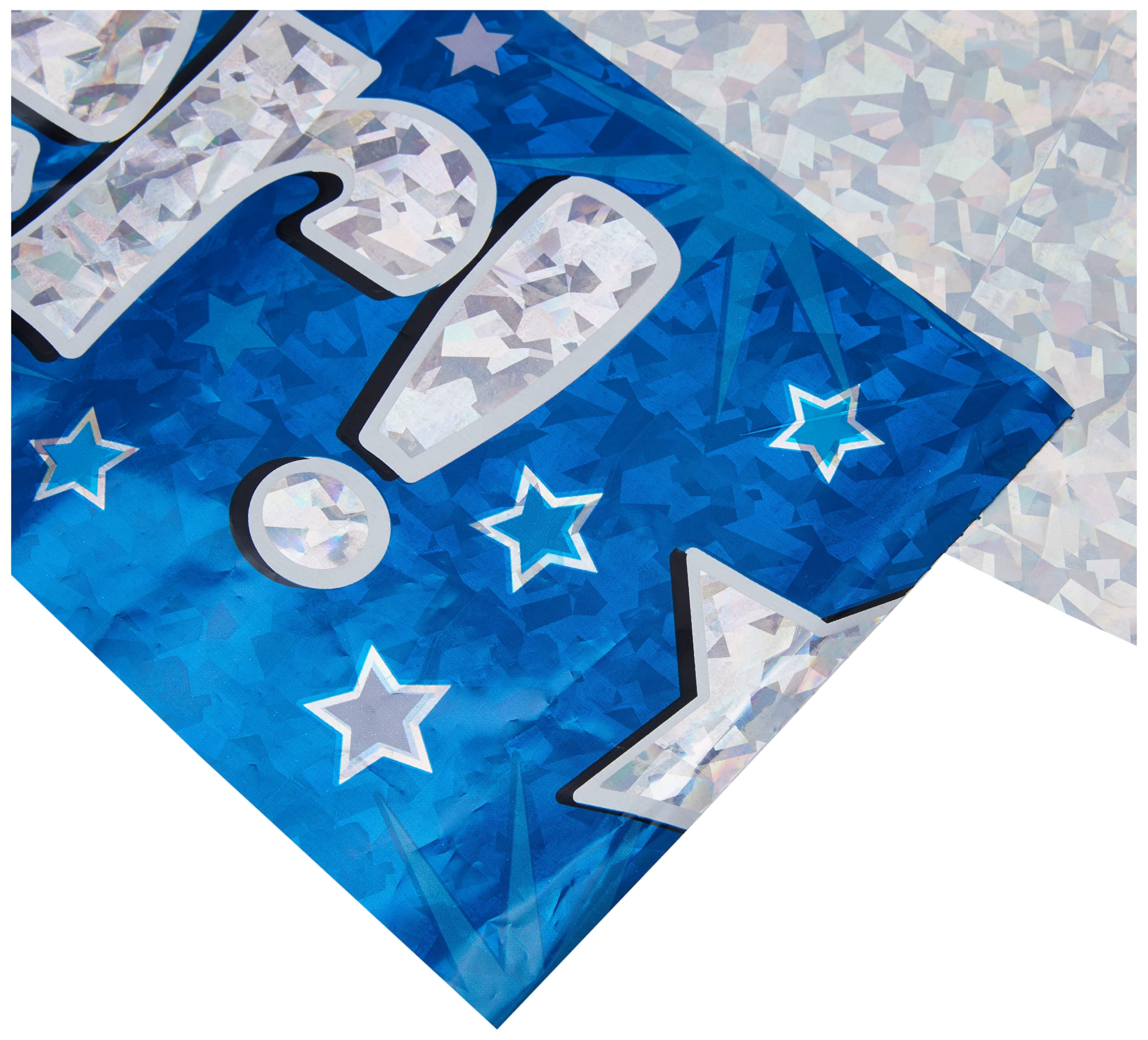 OakTree Happy Birthday Teenager Banner - 9ft Blue Foil Holographic | Foldable 3