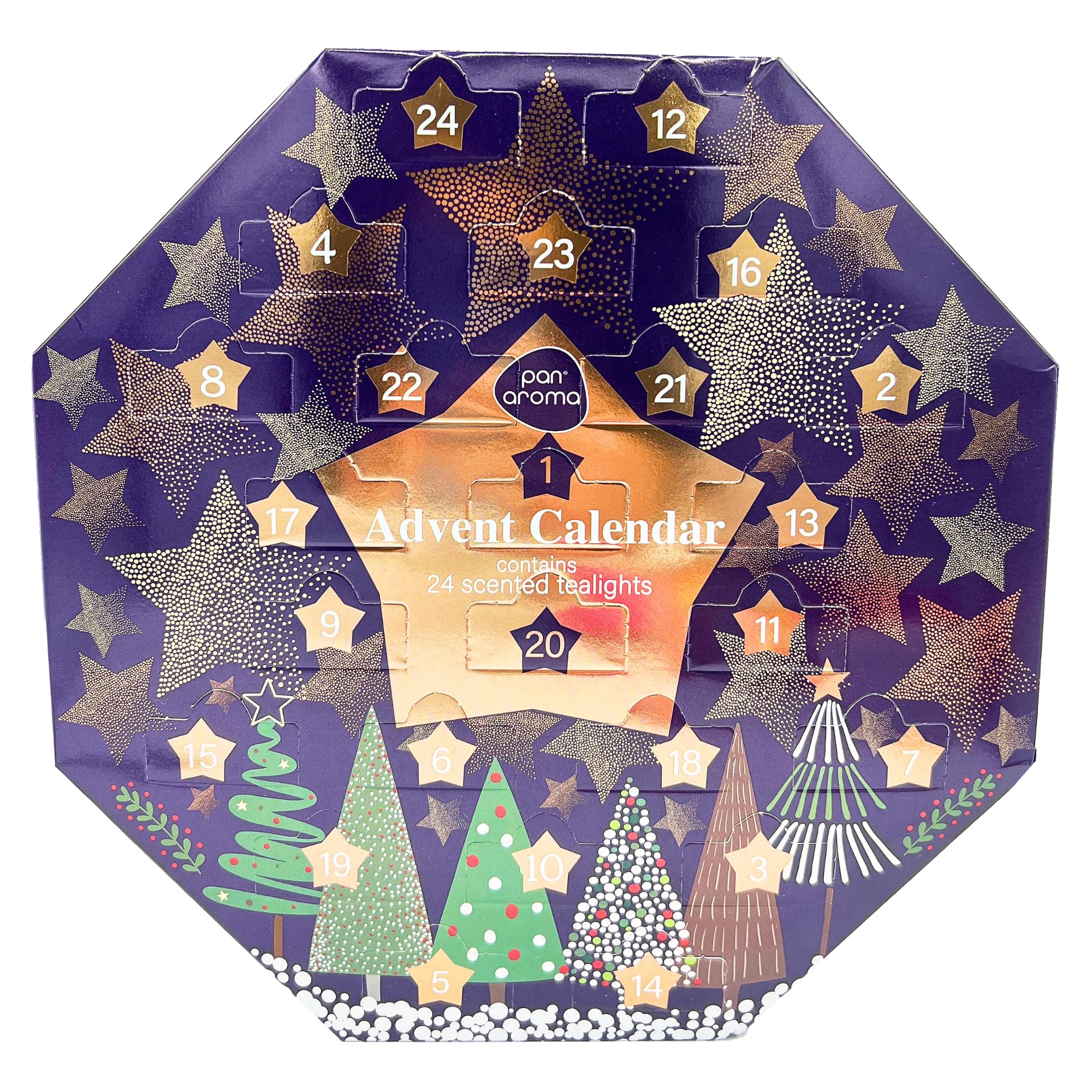 Pan Aroma - Tealight Advent Calendar Wreath | 24 Scented Candles Gift Set with 6 Festive Fragrances 1