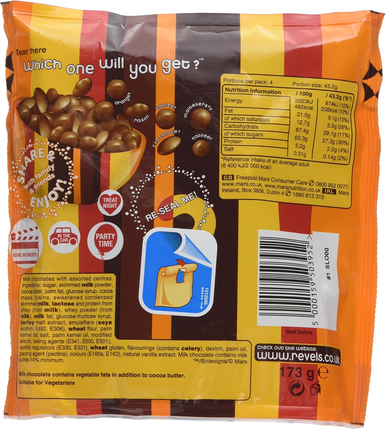 Revels Chocolate Pouch, 205g - Variety Pack of Bitesize Chocolates 4