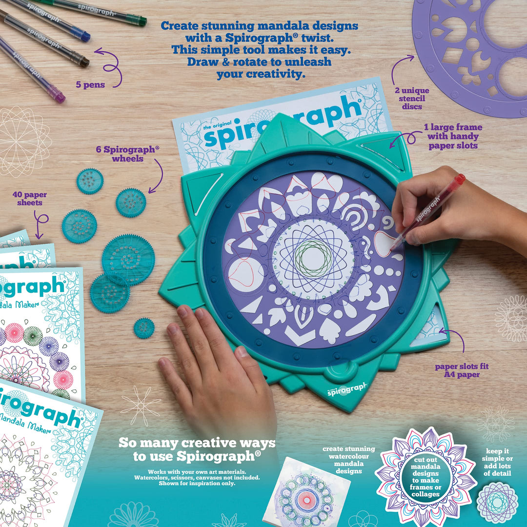 Mandala Spirograph Set - Create Artistic Designs with 15-Piece Kit for Ages 8+