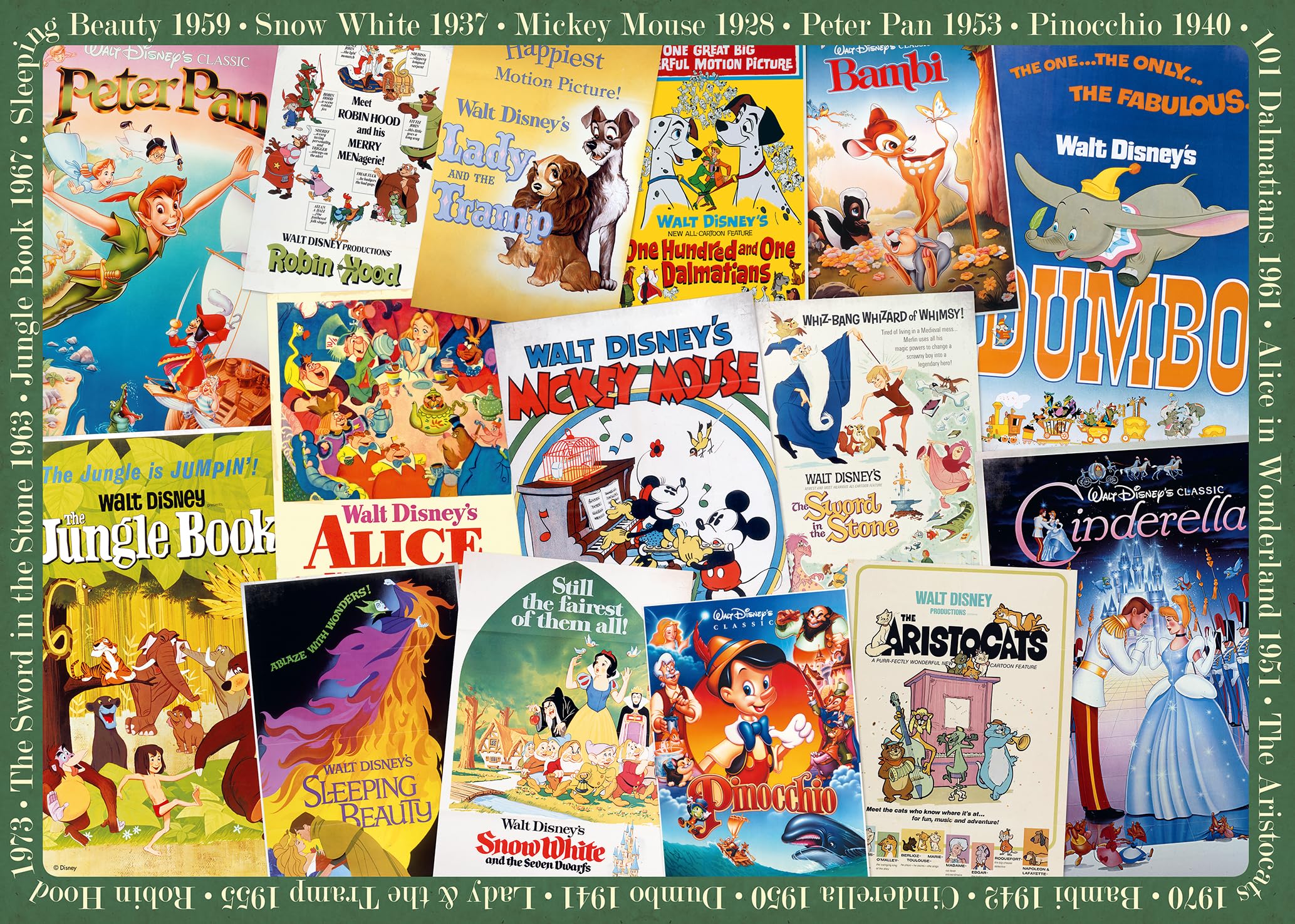 Ravensburger Disney Vintage Classic Movie Posters 1000 Piece Jigsaw Puzzle - Family Puzzle for Adults & Kids 12+