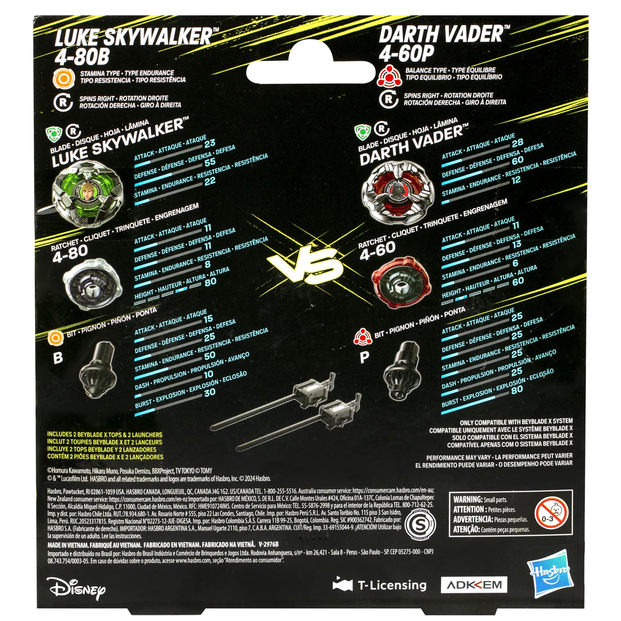Beyblade X Star Wars Collab Luke Skywalker 4-80B vs. Darth Vader 4-60B Multipack Set, Ages 8+