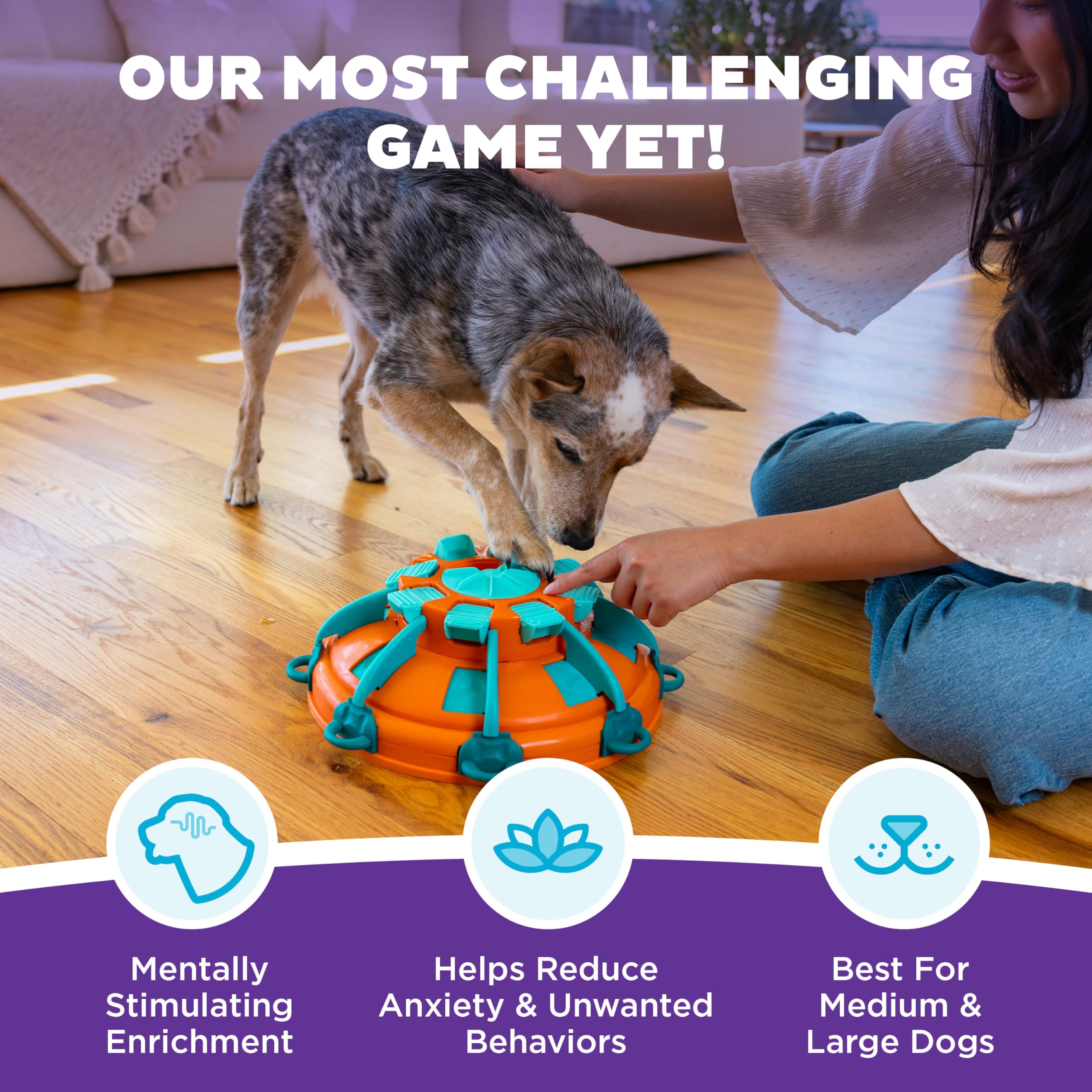 Outward Hound Nina Ottosson Tower of Treats Level 4 Expert Dog Puzzle Toy | Plastic | Orange/Blue 2
