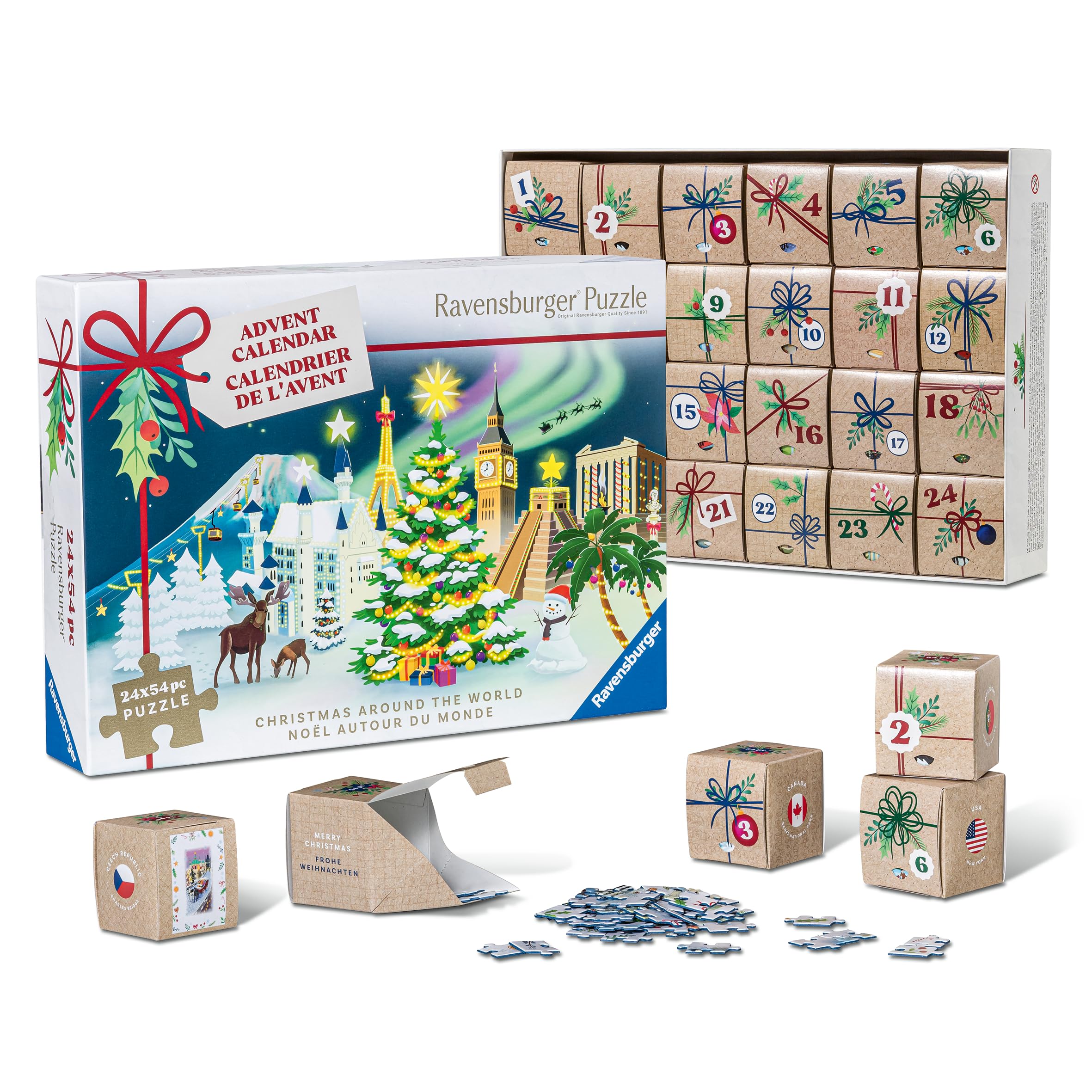 Ravensburger Christmas Around the World Jigsaw Puzzle Advent Calendar - 54-Piece Daily Puzzles for Ages 12+