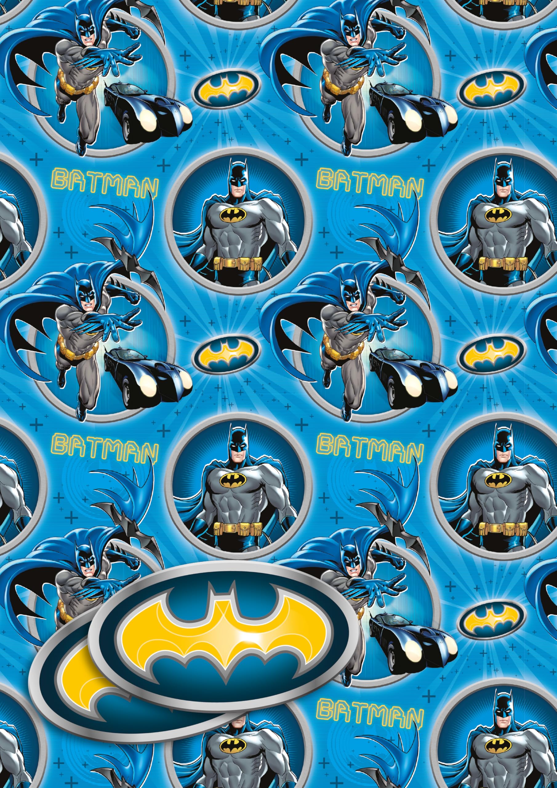 Danilo Promotions LTD Batman Superhero Gift Wrapping Paper - 2 Sheets & 2 Tags for Birthday