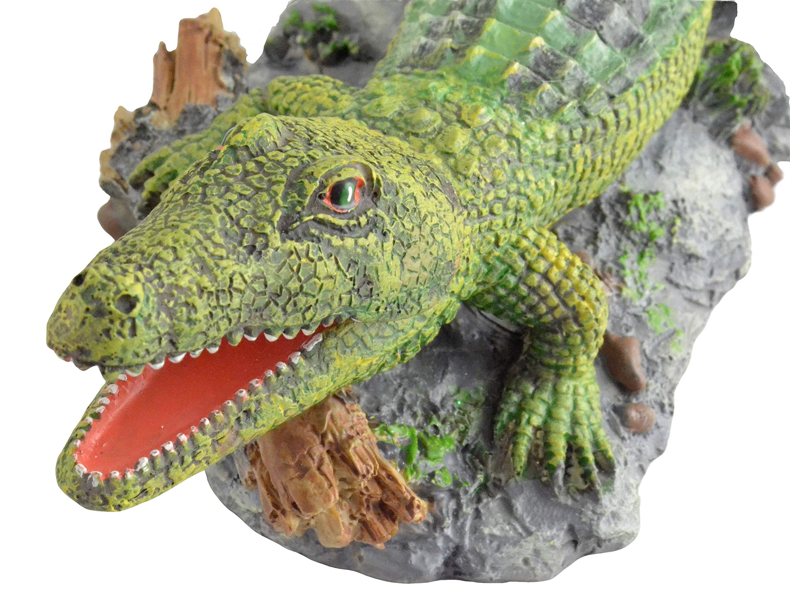Supa Air Operated Crocodile Ornament - Interactive Aeration | Non-Toxic Resin | Green