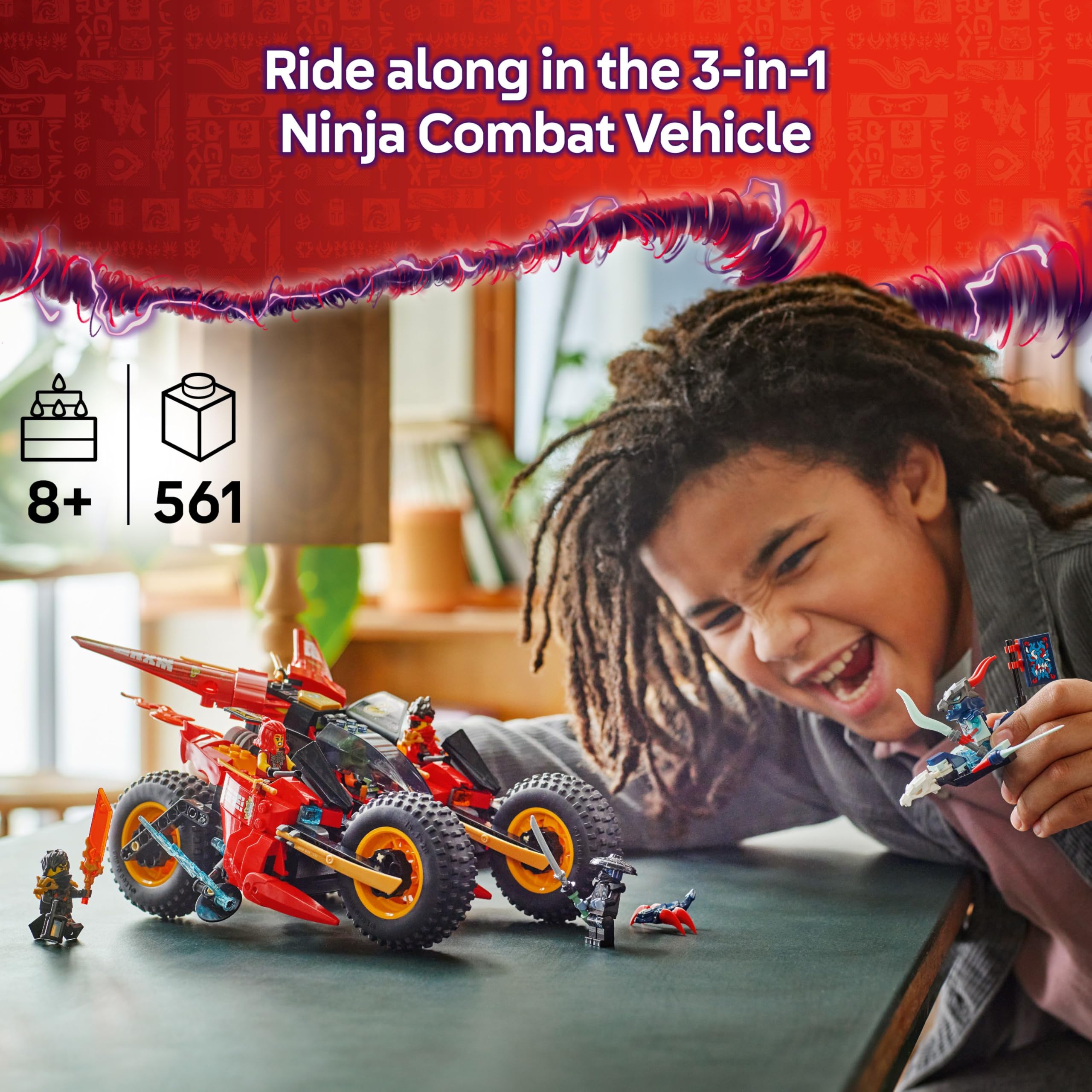 LEGO NINJAGO Ninja Combat Vehicle Set 71844 - 3-in-1 Transforms, 6 Minifigures, Ages 8+