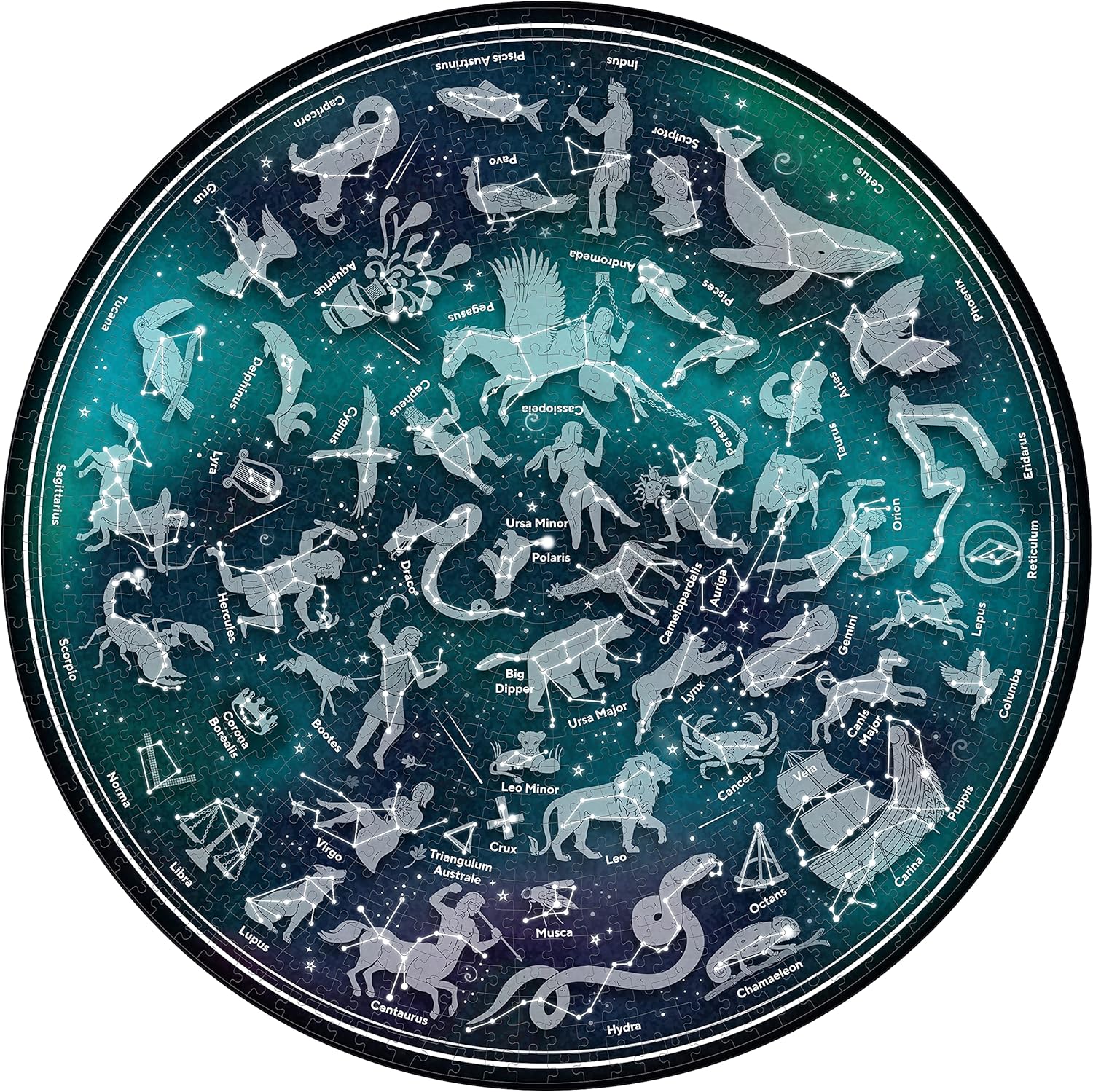 Ridley's Map of the Stars 1000-Piece Jigsaw Puzzle - Circular Astronomy Puzzle for Adults 6