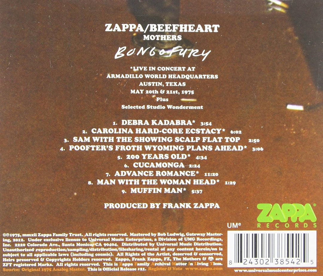 Frank Zappa & Captain Beefheart - Bongo Fury [Vinyl] (‎25380920)