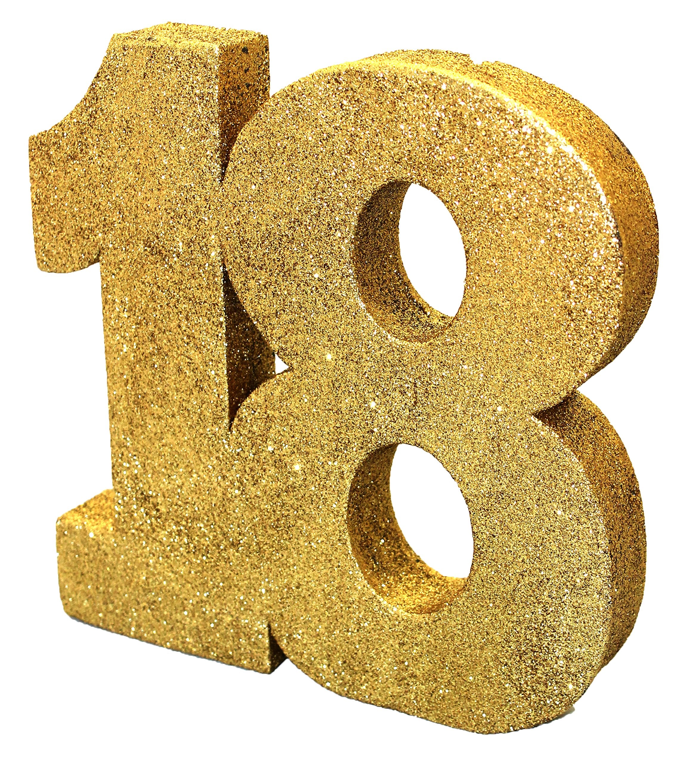 Anniversary House H100 Gold Glitter Number 18 Table Decoration - 1 Pc | Reusable | 20cm Size