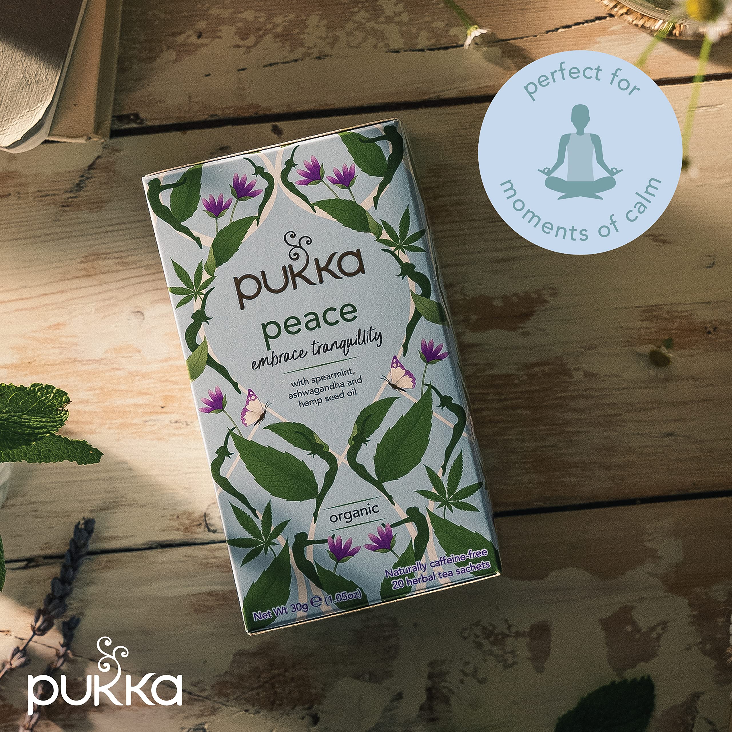 Pukka Herbs Peace Organic Herbal Tea - Promotes Relaxation | 20 Count (Pack of 4) | 30g 4