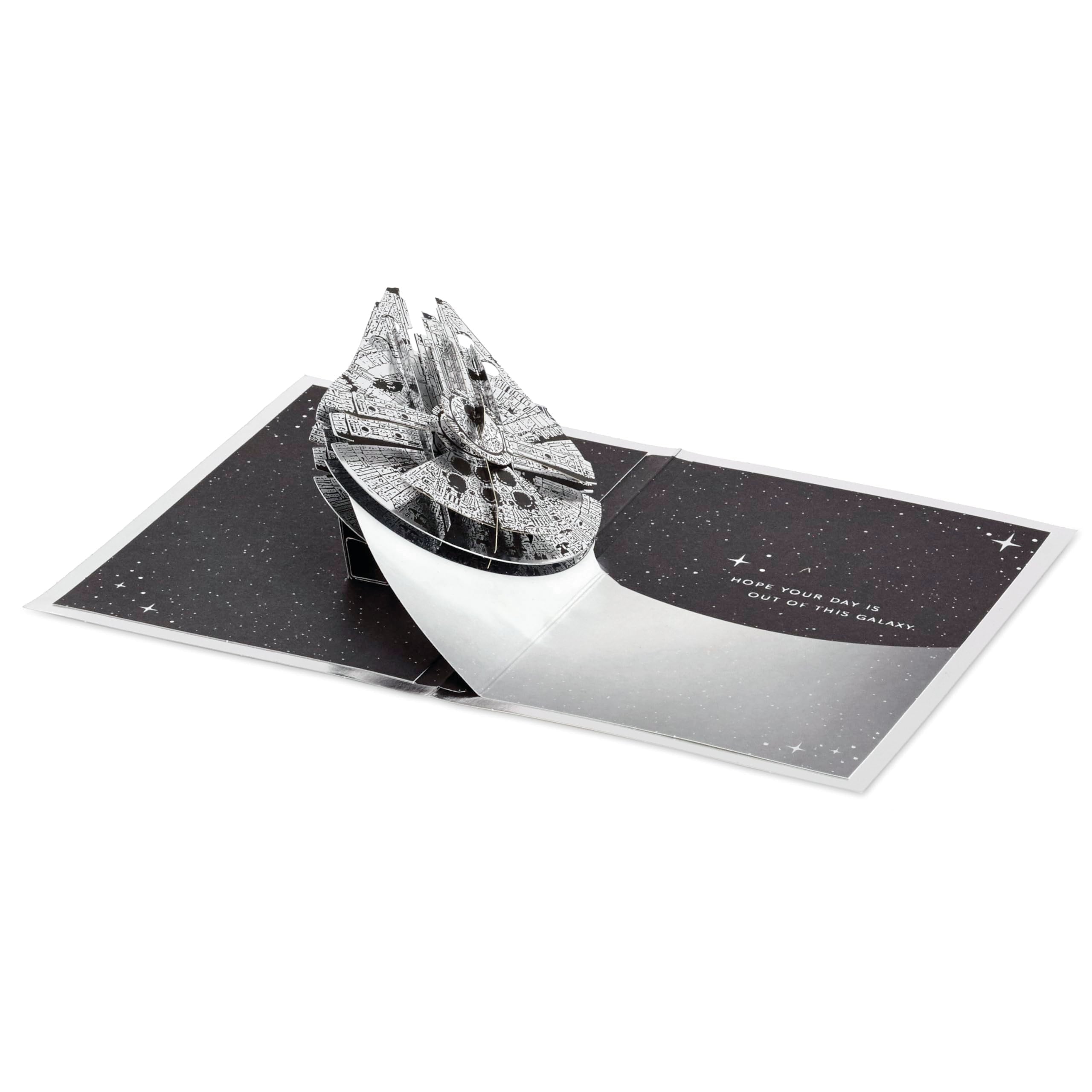 Hallmark Star Wars Millennium Falcon 3D Pop-Up Birthday Card with Silver Foil | Unisex Adult/Kid 3