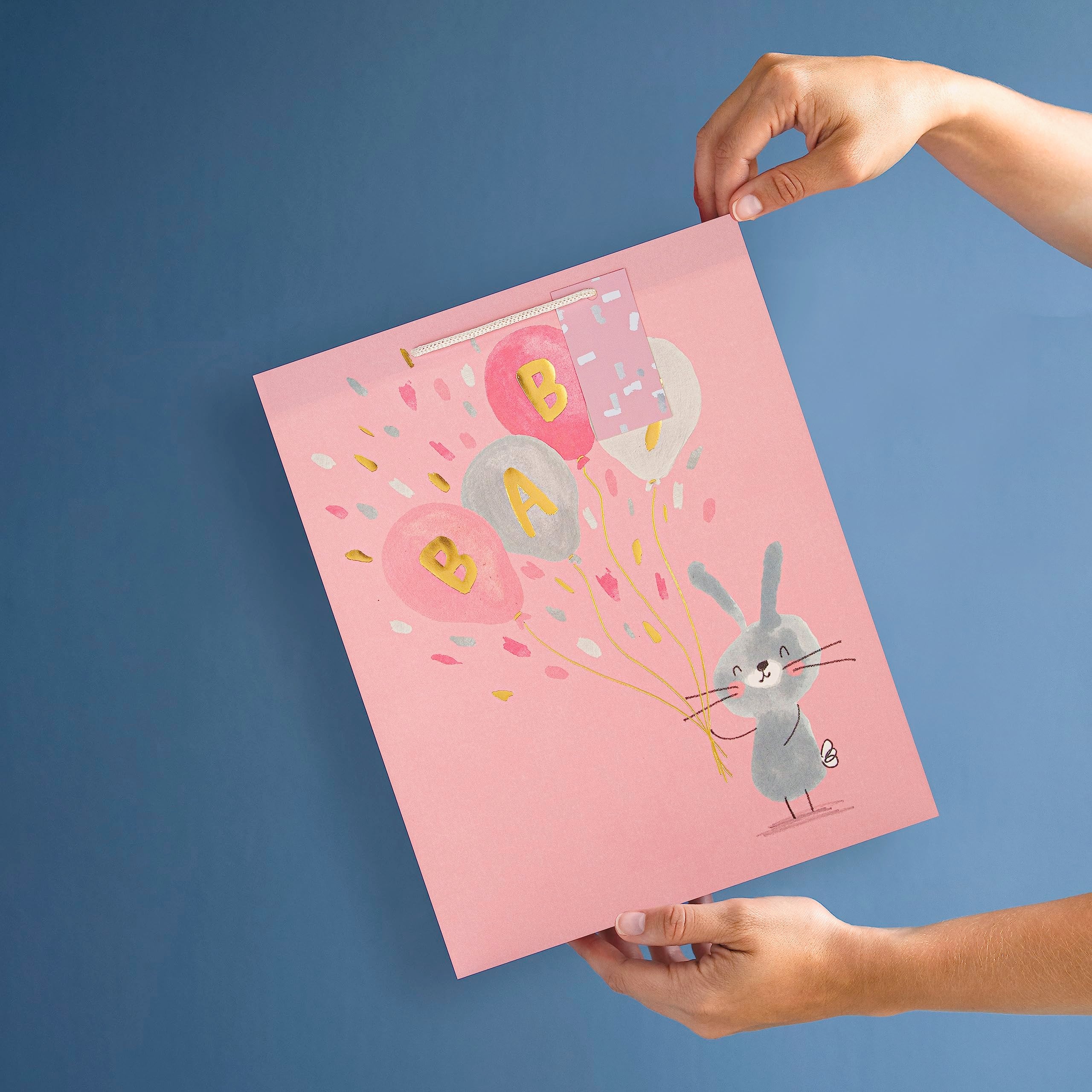 Hallmark New Baby Large Gift Bag - Pink Rabbit Design | H33cm x W26.5cm 2