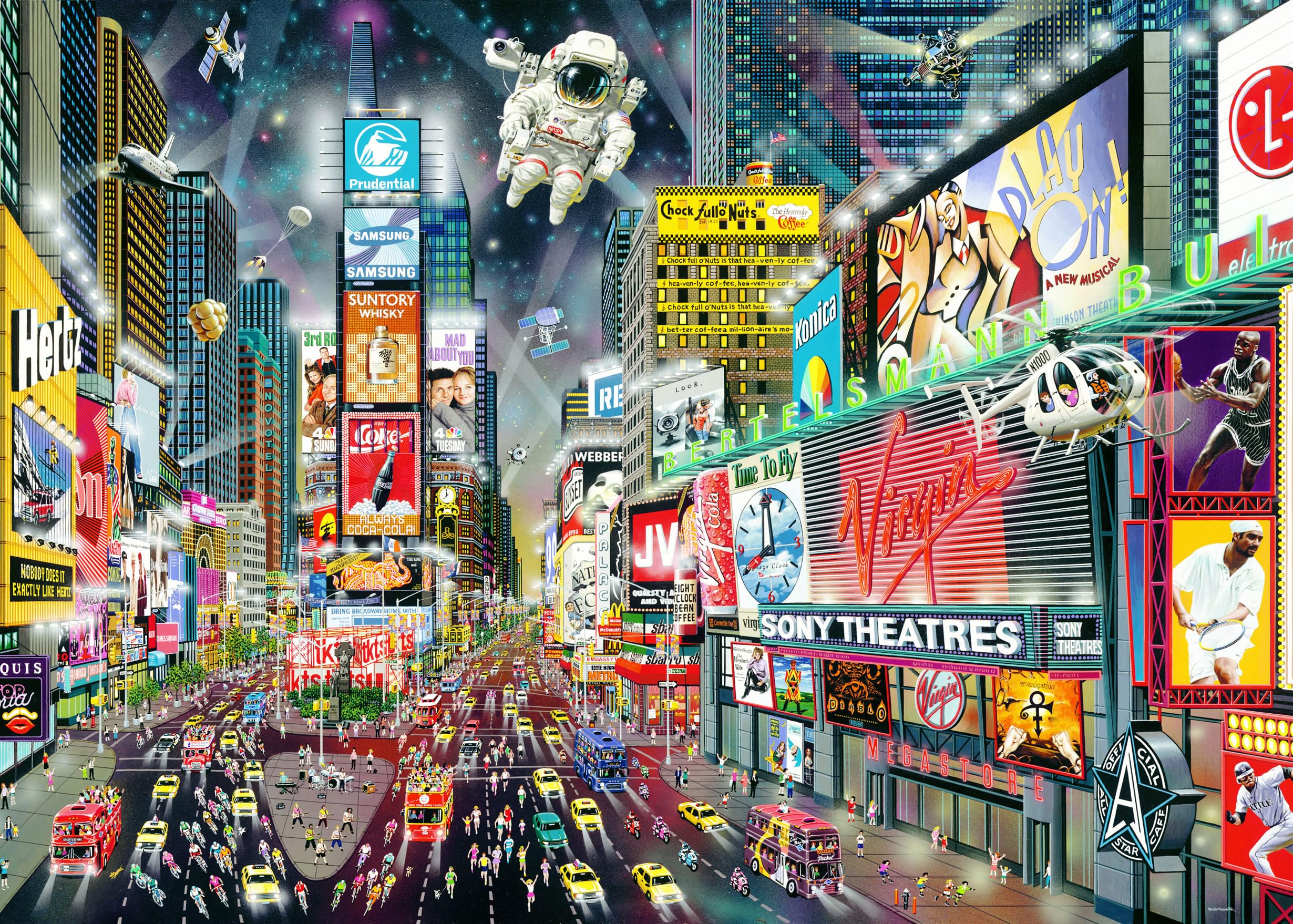 Peter Pauper Press Times Square Jigsaw Puzzle - 1000 Pieces | Linen Texture | Includes Poster