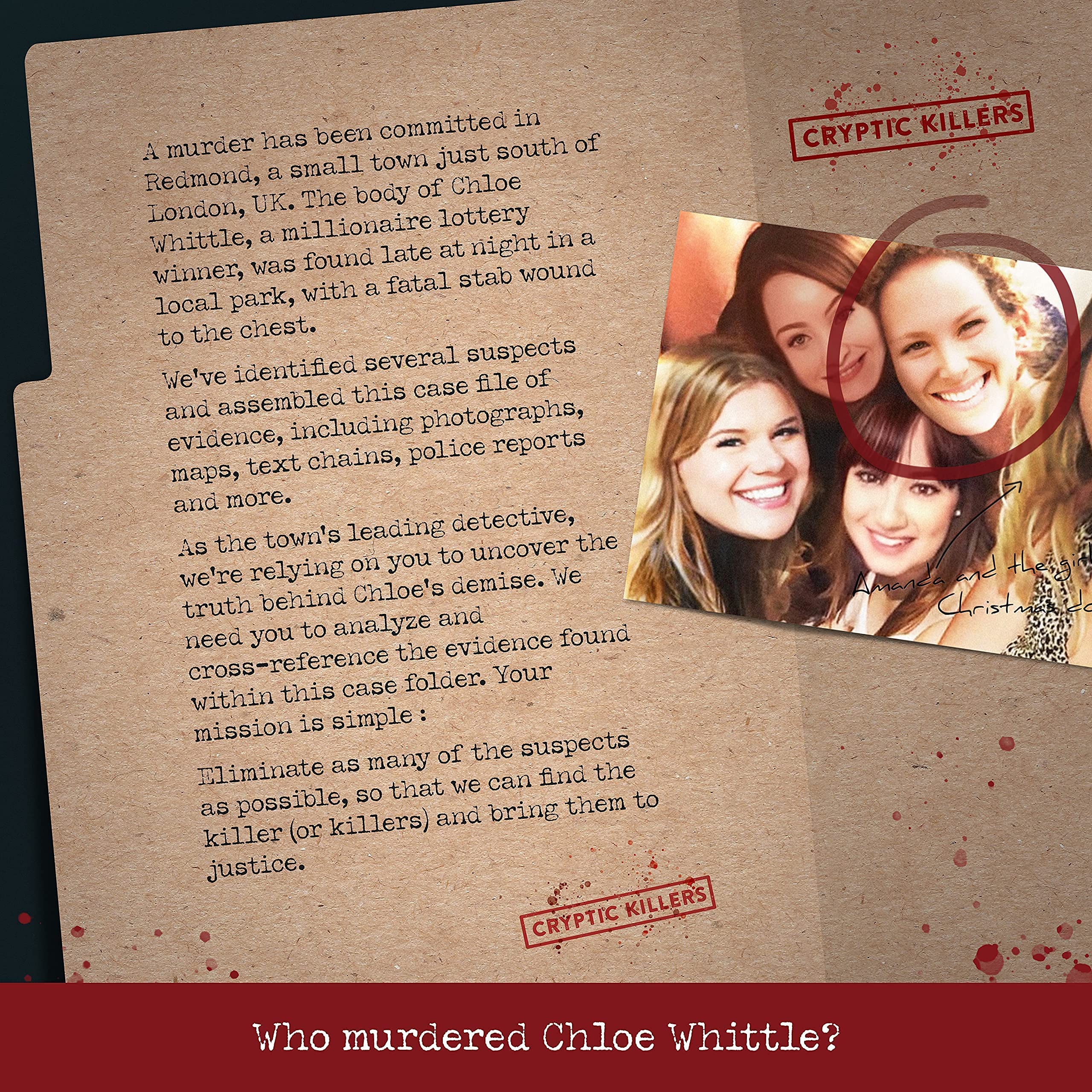 Cryptic Killers Murder of a Millionaire Cold Case File Investigation Board Game | 2 Hours Play | Difficulty 3.5/5 2
