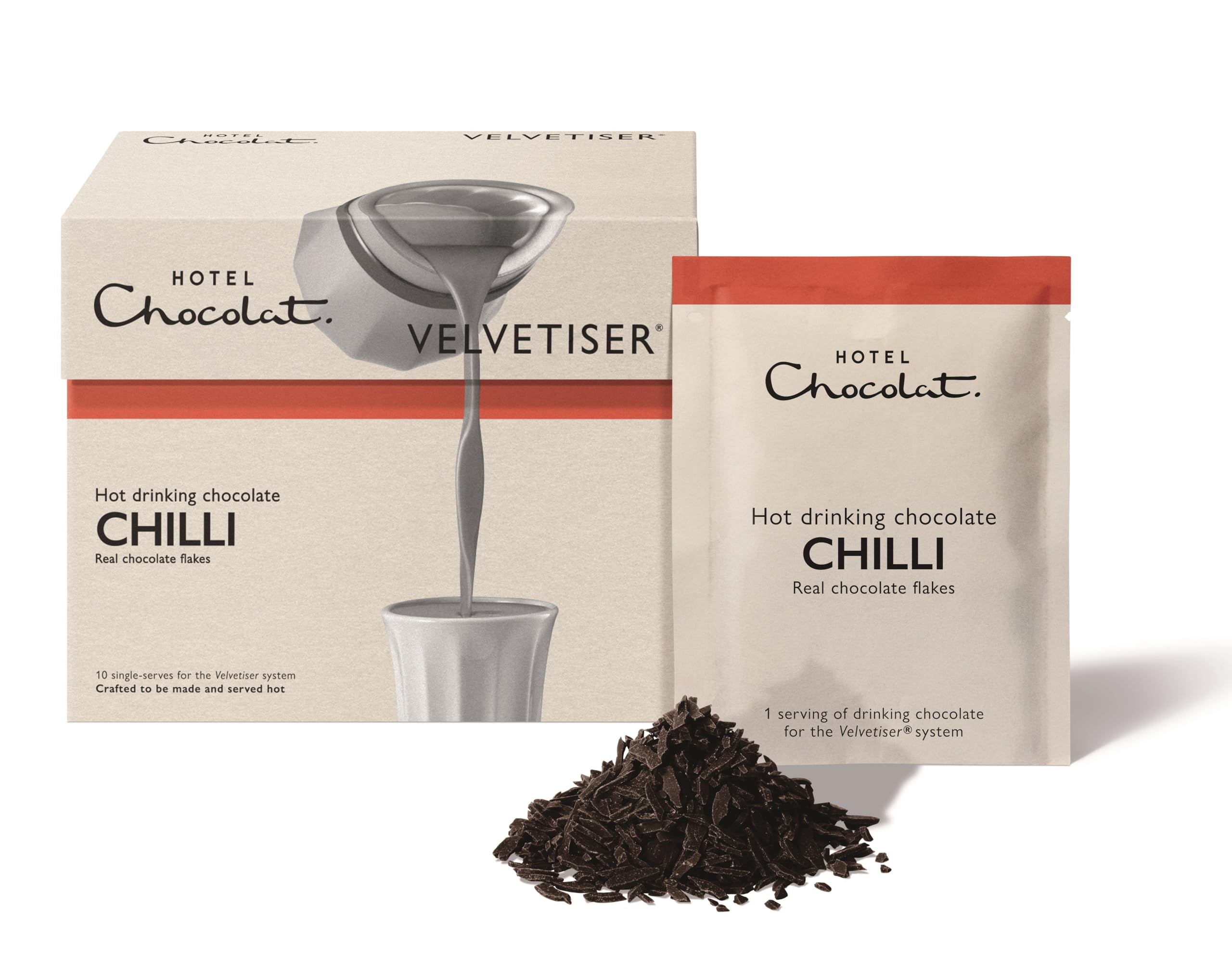 Hotel Chocolat - Chilli Hot Chocolate Sachets (10 Sachets, 70% Dark Chocolate with Habanero)