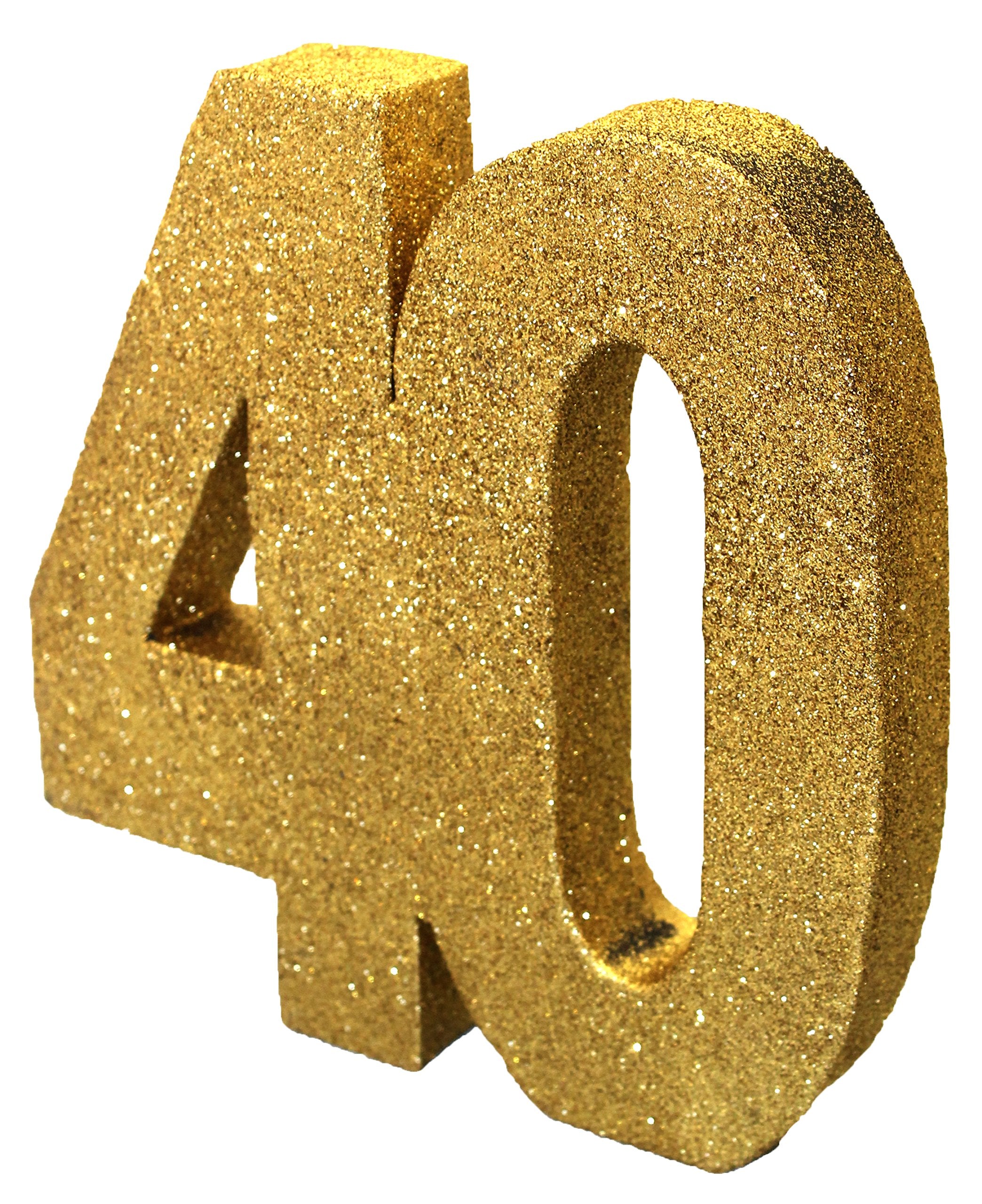 Anniversary House Number 40 Glitter Table Decoration - Gold | Reusable | 20cm Size